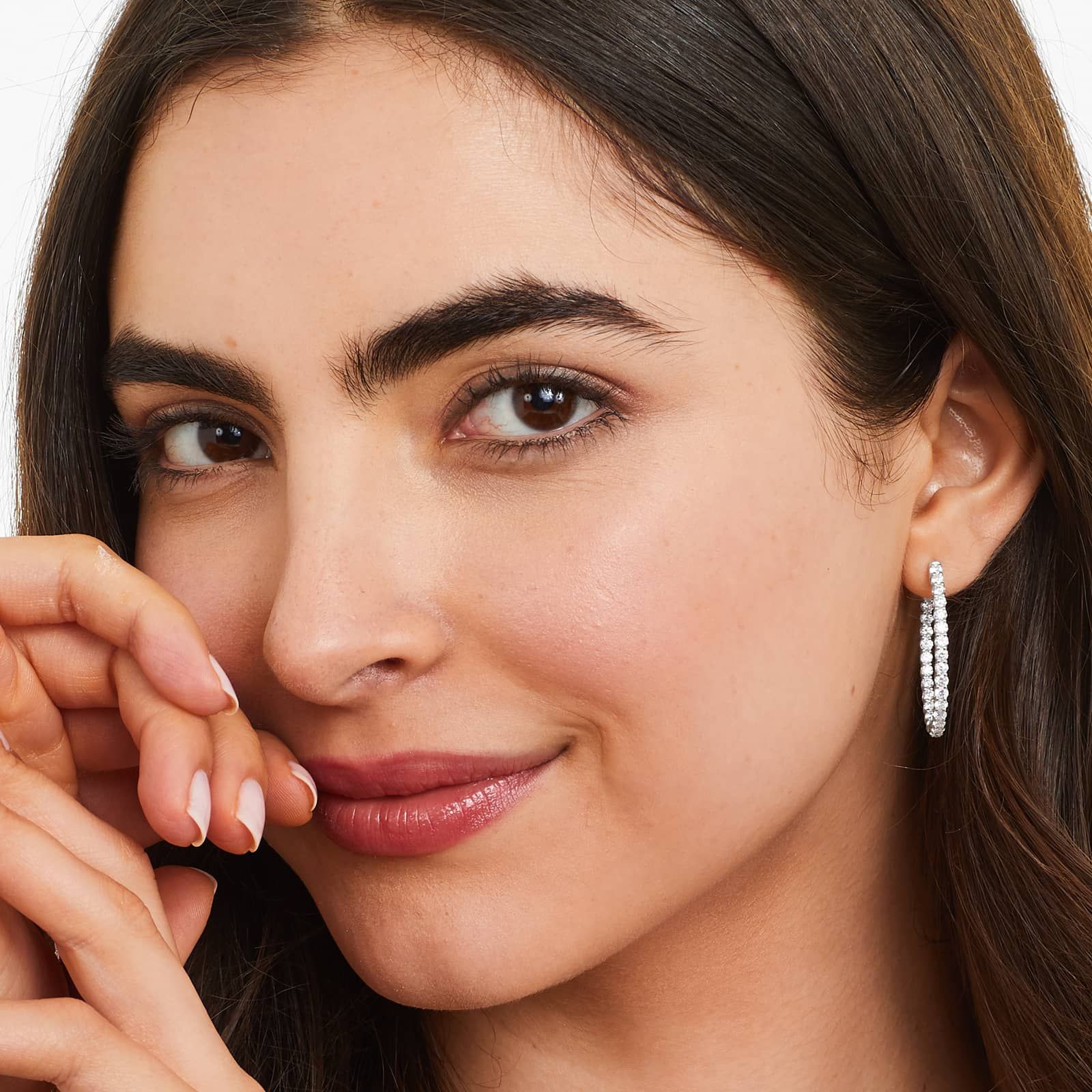 Inside Out 3 CTW Lab-Grown Diamond Hoop Earrings In 14K White Gold