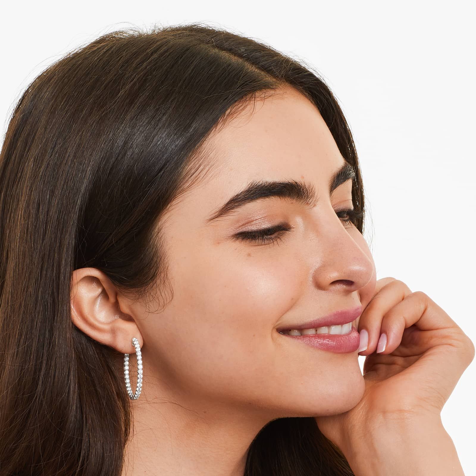 Inside Out 3 CTW Lab-Grown Diamond Hoop Earrings In 14K White Gold