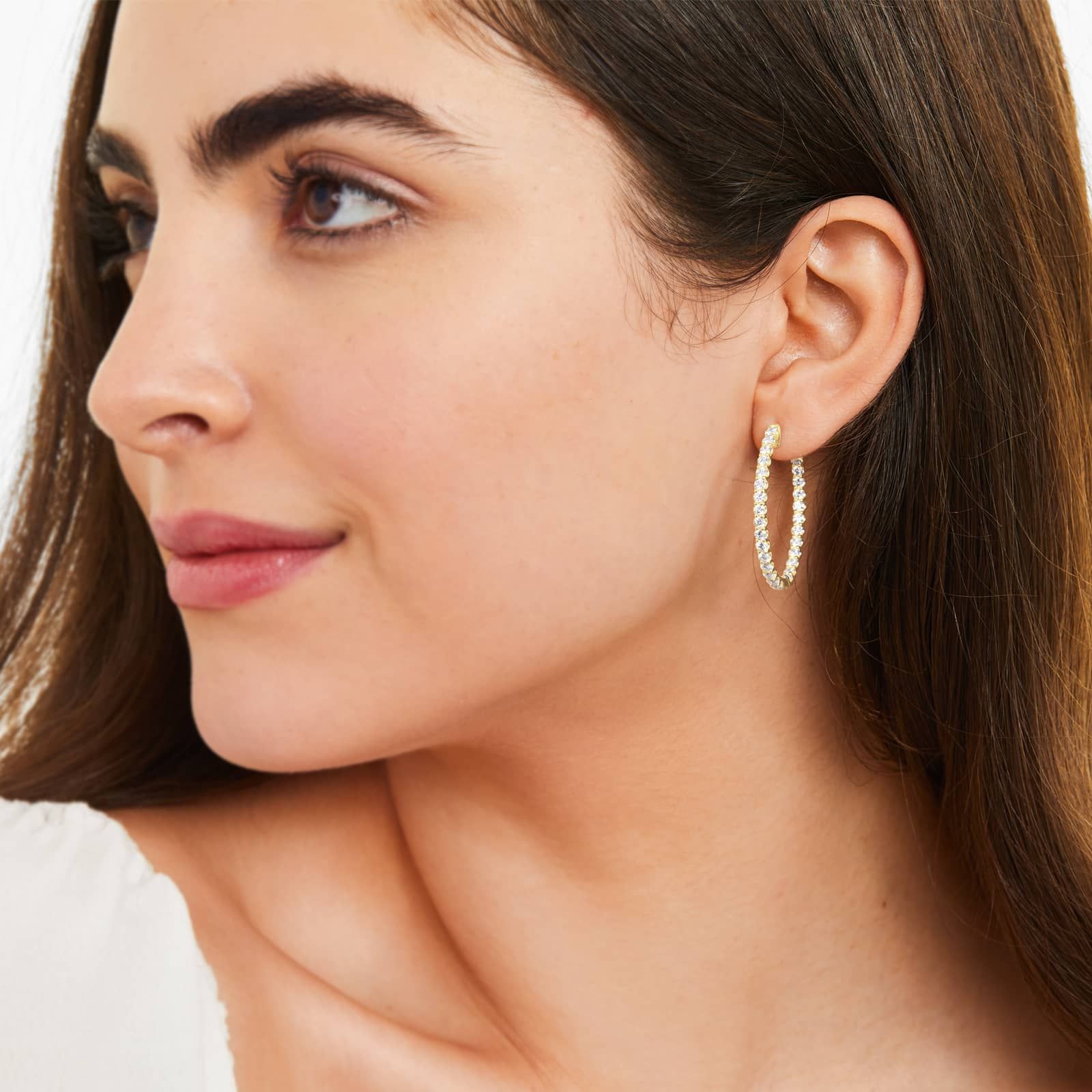 Inside Out 3 CTW Lab-Grown Diamond Hoop Earrings In 14K Yellow Gold