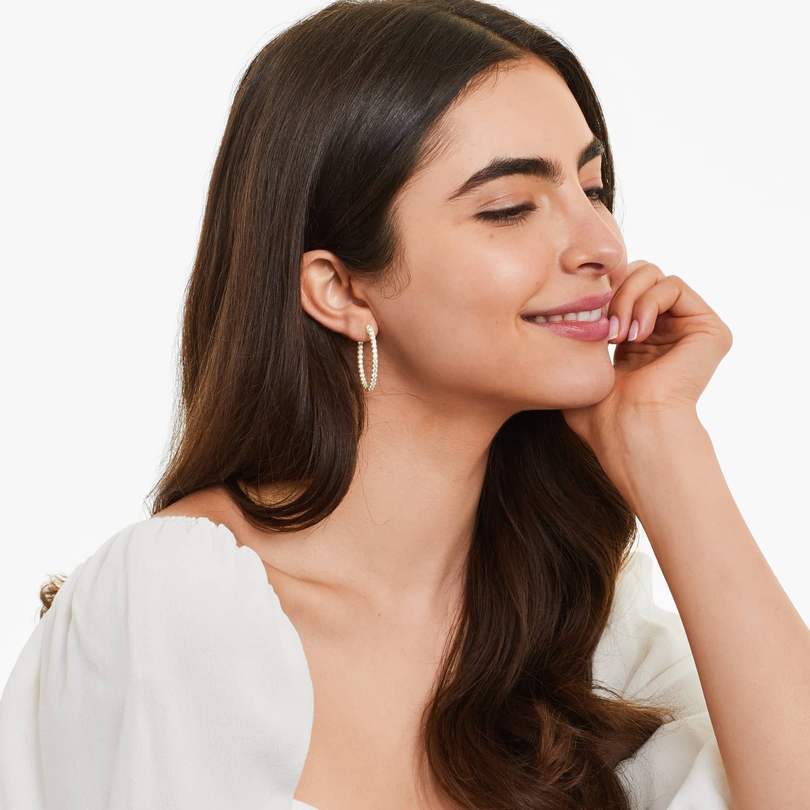 Inside Out 3 CTW Lab-Grown Diamond Hoop Earrings In 14K Yellow Gold