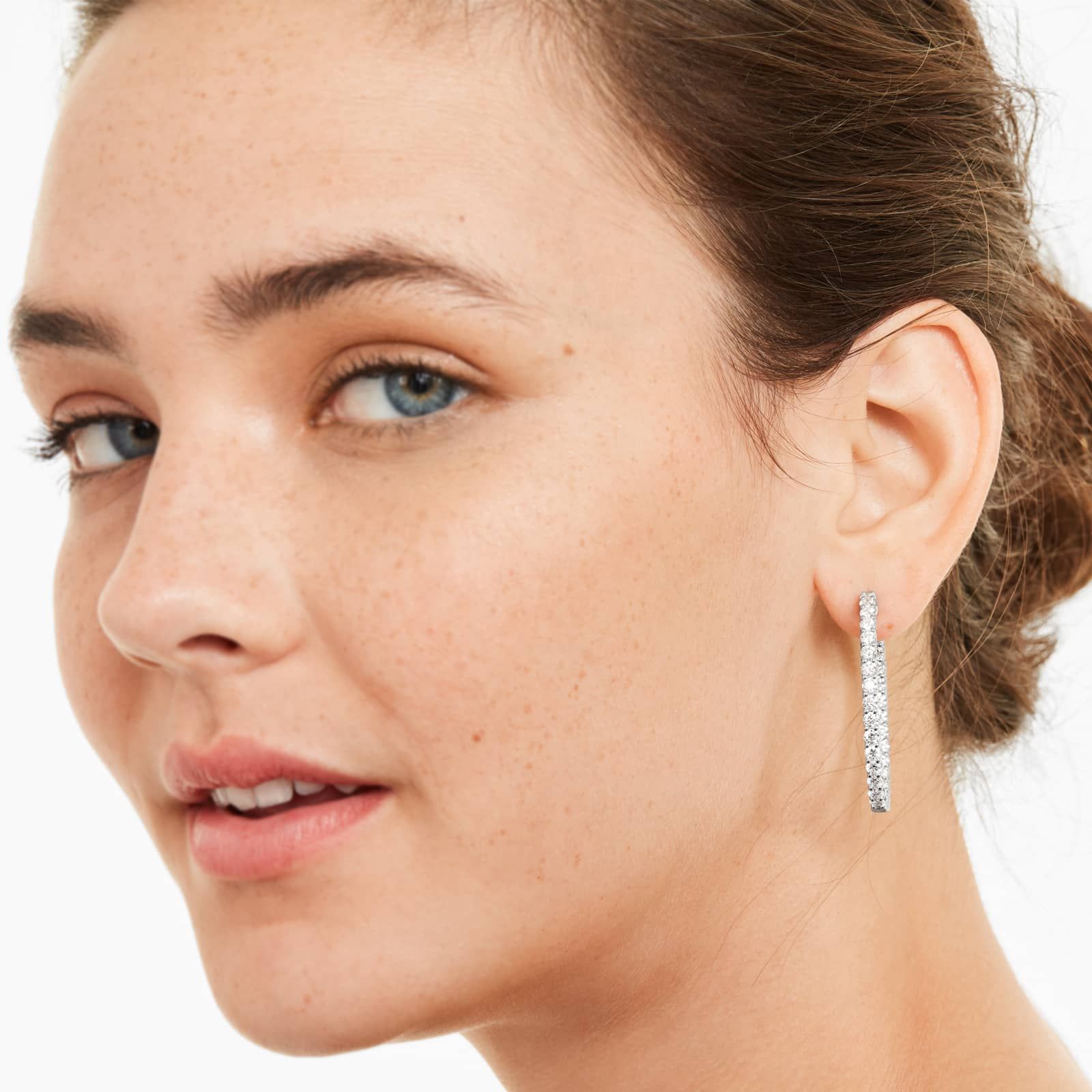 Inside Out 5 CTW Lab-Grown Diamond Hoop Earrings In 14K White Gold