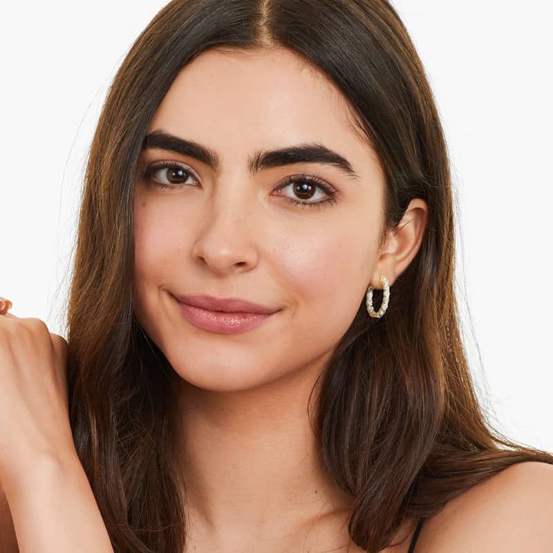 Inside Out 3 CTW Oval Cut Lab-Grown Diamond Hoop Earrings In 14K Yellow Gold