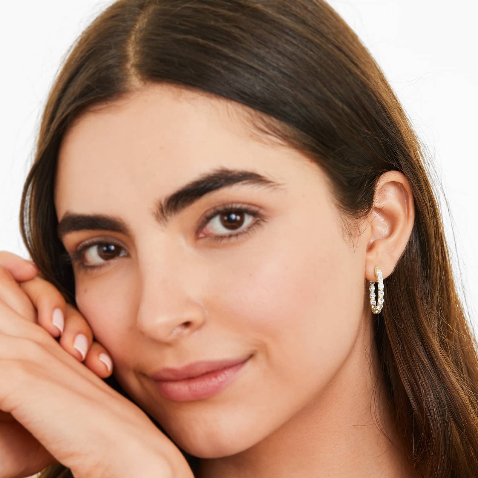 Inside Out 3 CTW Oval Cut Lab-Grown Diamond Hoop Earrings In 14K Yellow Gold