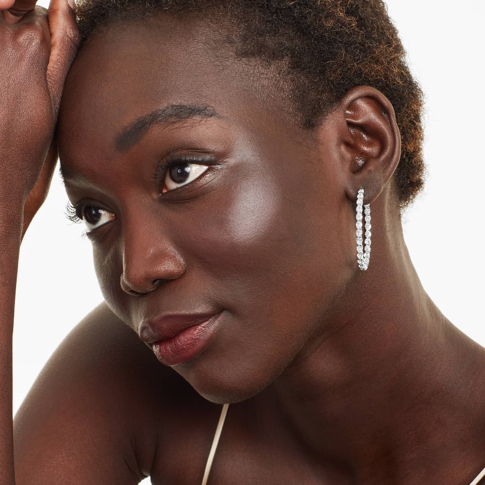 Inside Out 7 CTW Oval Cut Lab-Grown Diamond Hoop Earrings In 14K White Gold