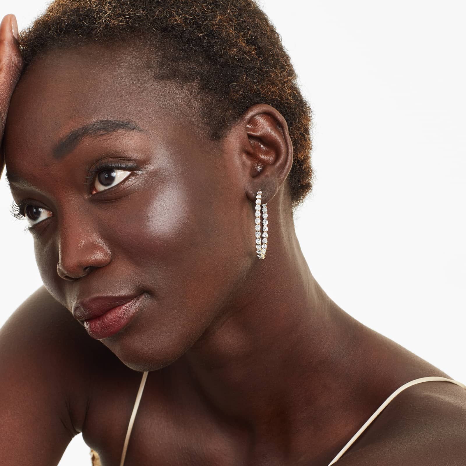 Inside Out 7 CTW Oval Cut Lab-Grown Diamond Hoop Earrings In 14K Yellow Gold