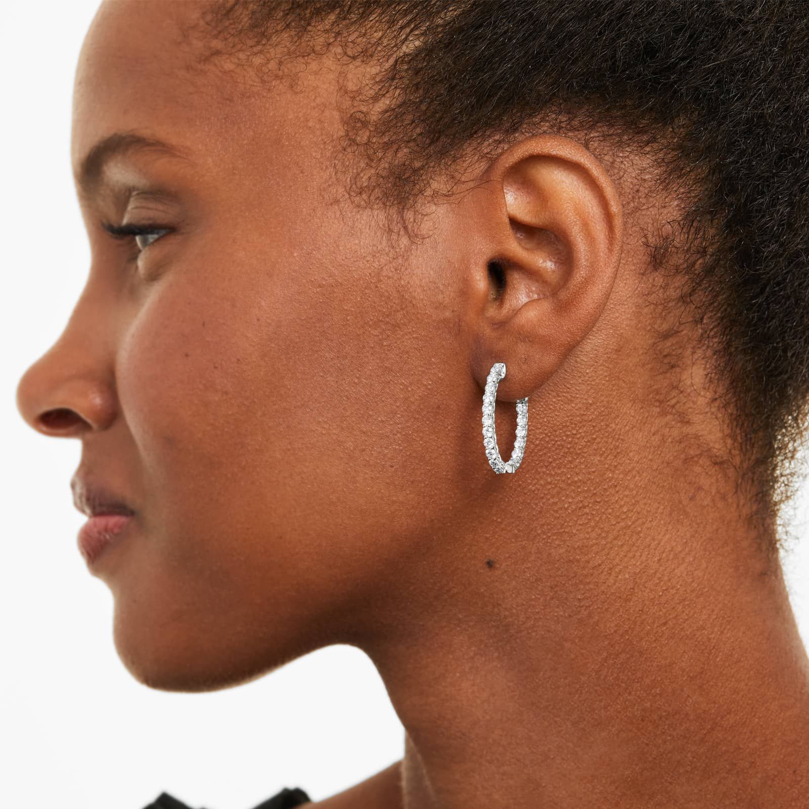 Lucida 2 CTW Diamond Hoop Earrings In 14K White Gold