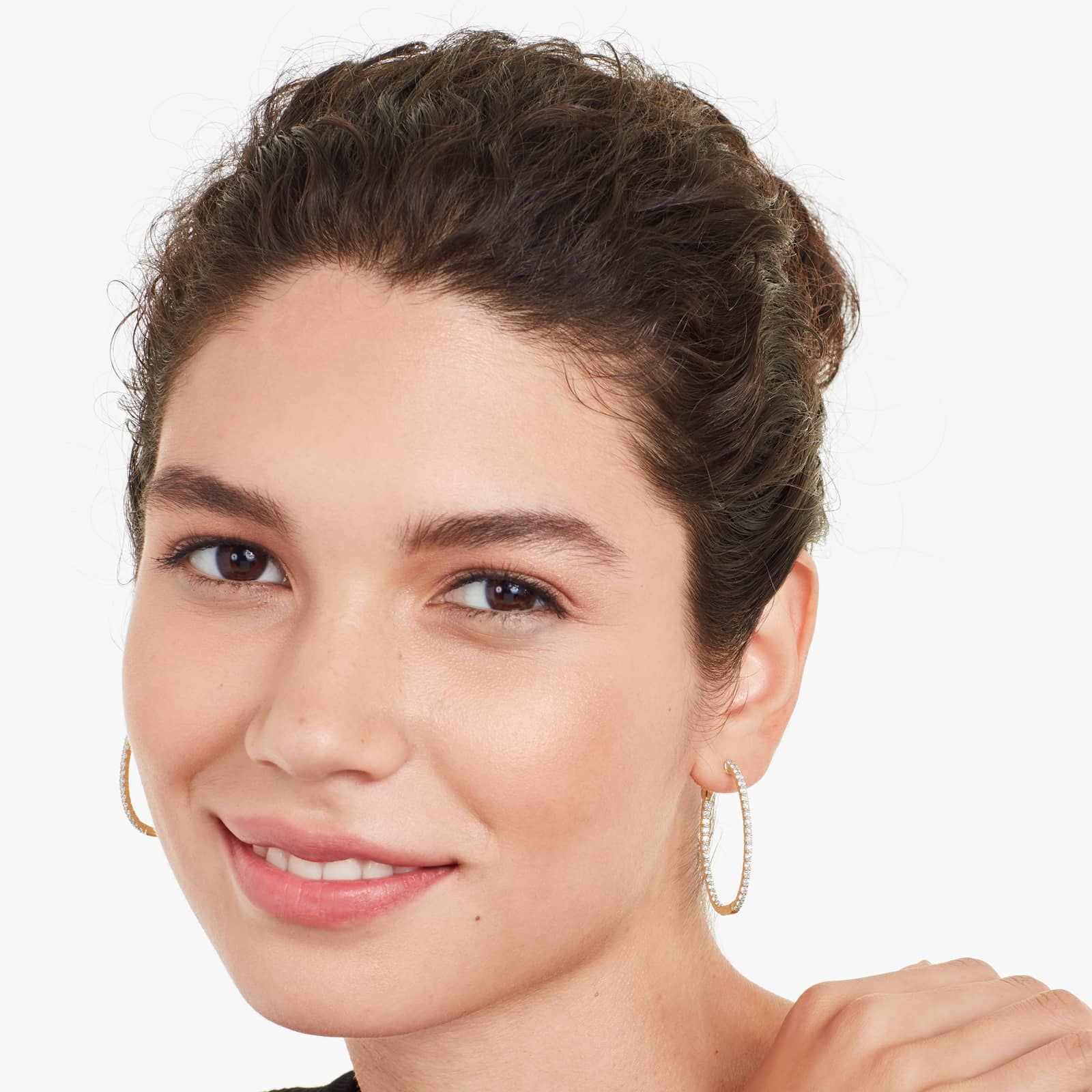 Lucida 2 CTW Diamond Hoop Earrings In 14K Yellow Gold