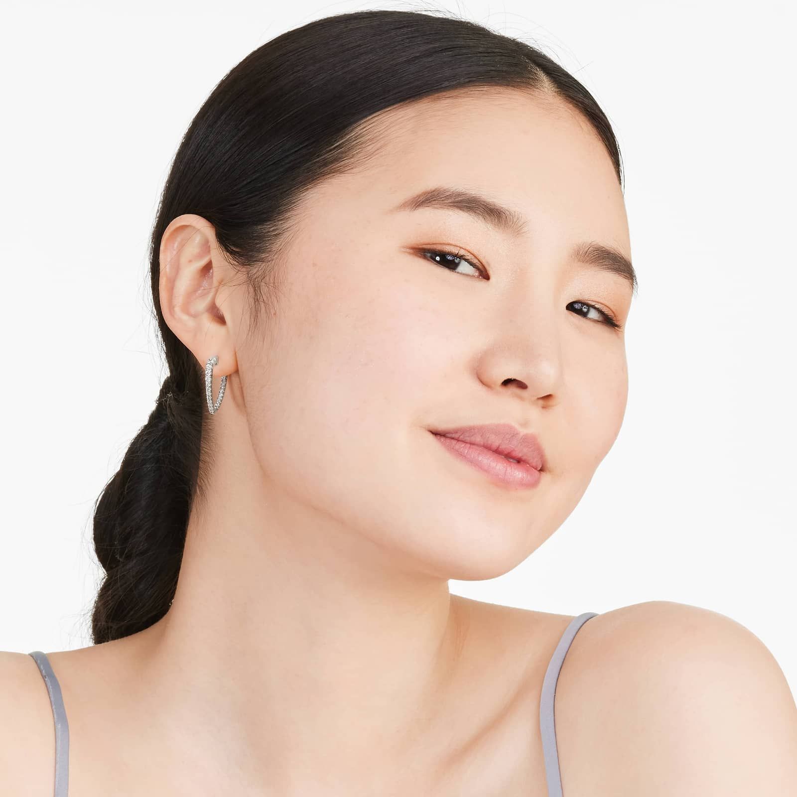 Inside Out Triangle 1 CTW Diamond Hoop Earrings In Platinum