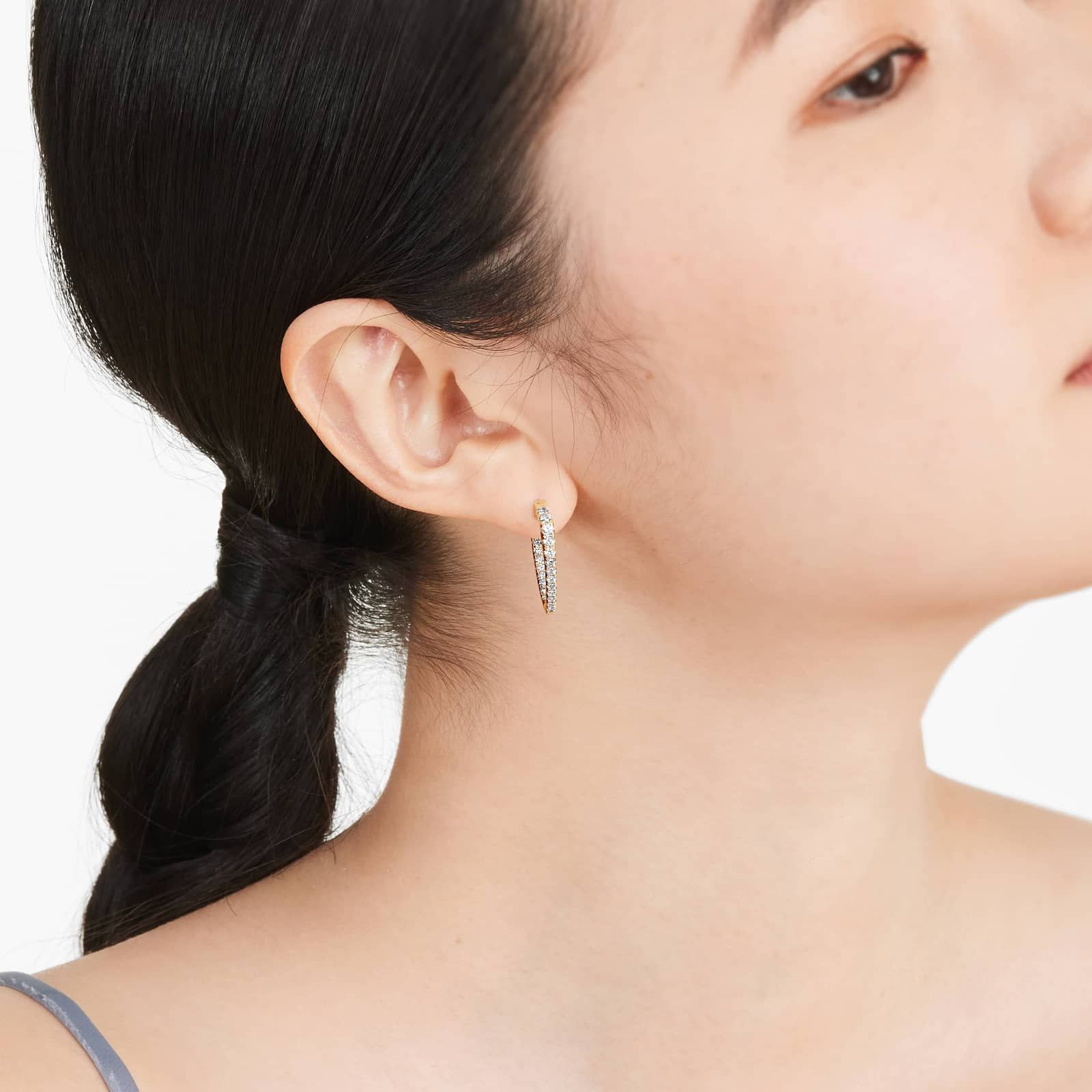 Inside Out Triangle 1 CTW Diamond Hoop Earrings In 14K Yellow Gold