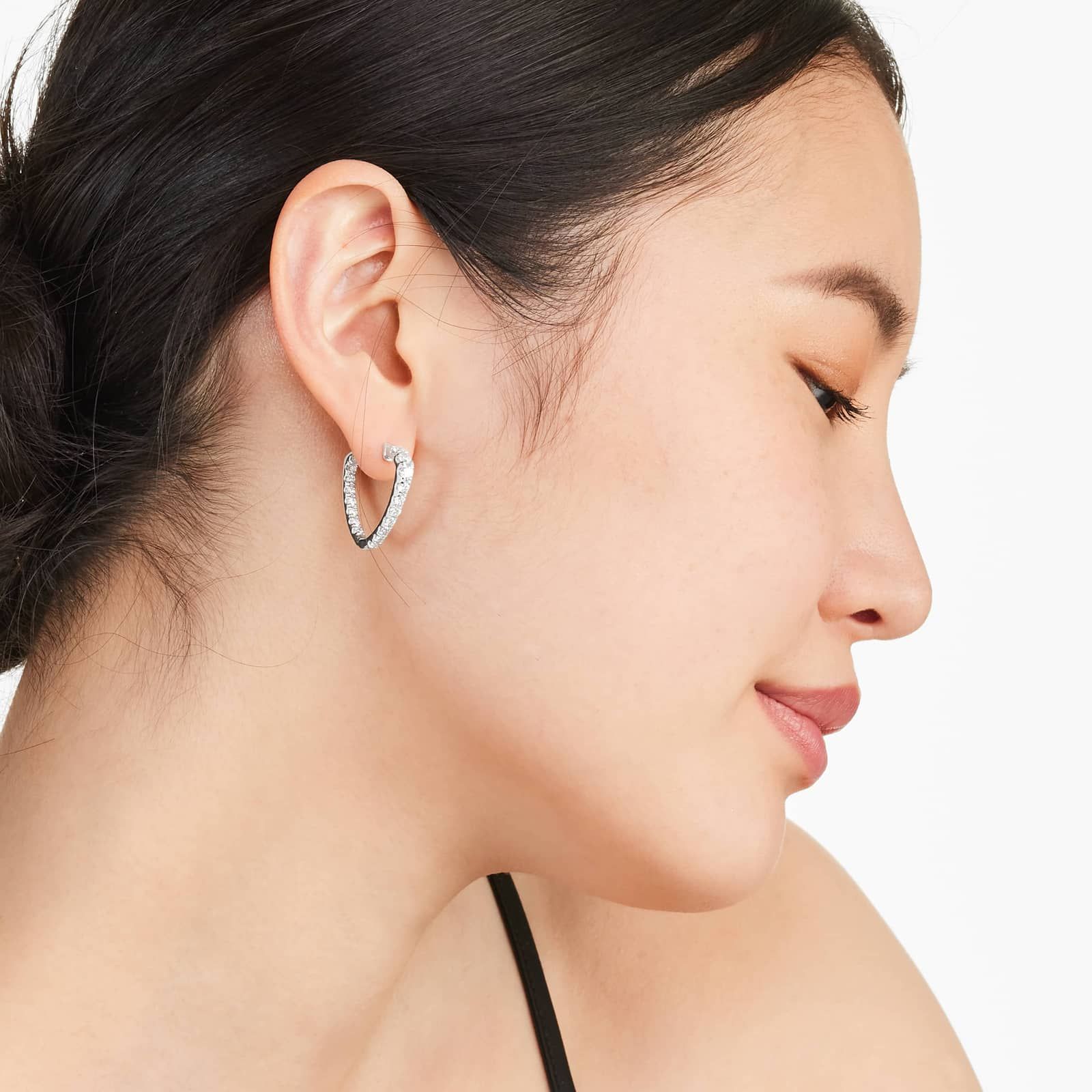 Inside Out Triangle 2 CTW Diamond Hoop Earrings In Platinum