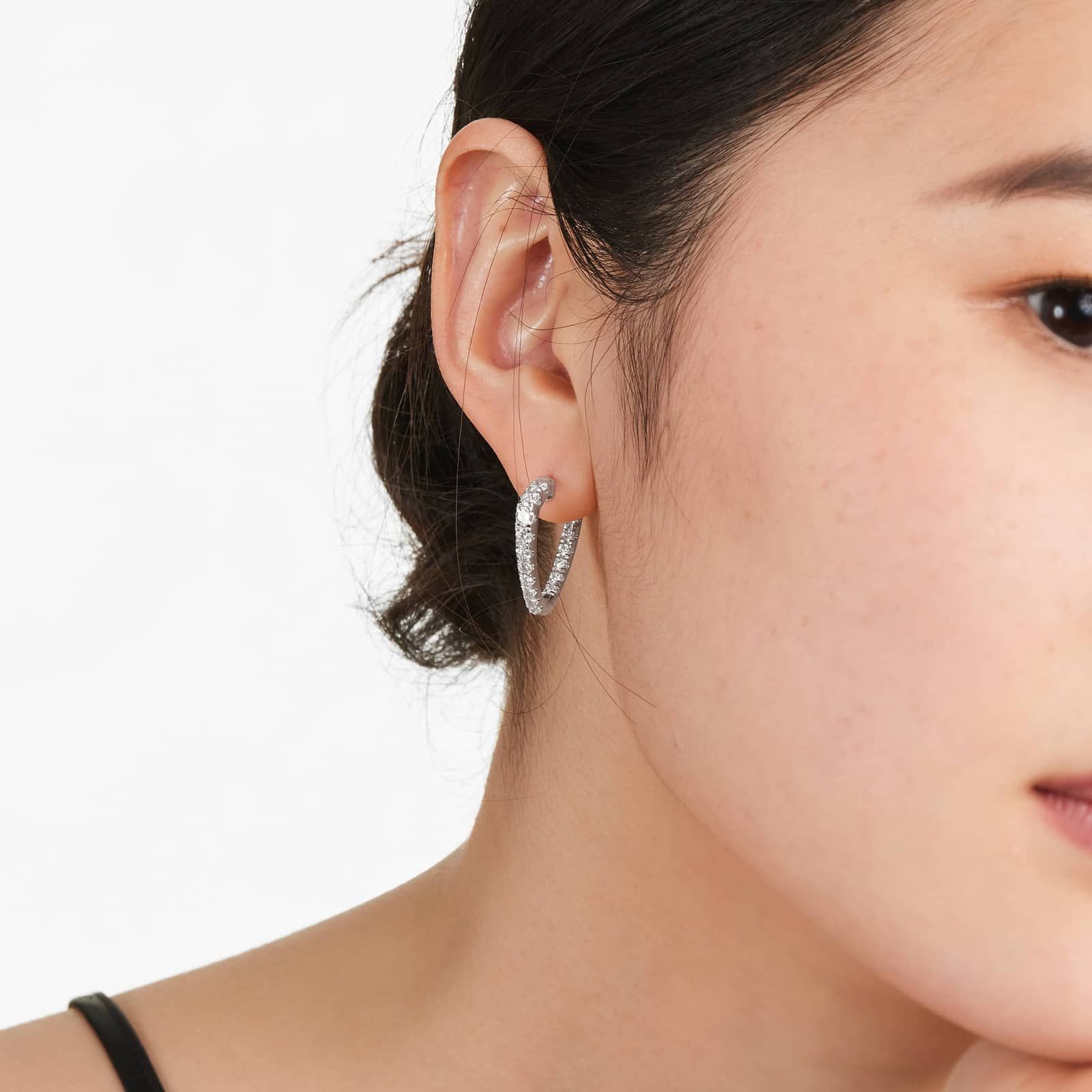 Inside Out Triangle 2 CTW Diamond Hoop Earrings In Platinum