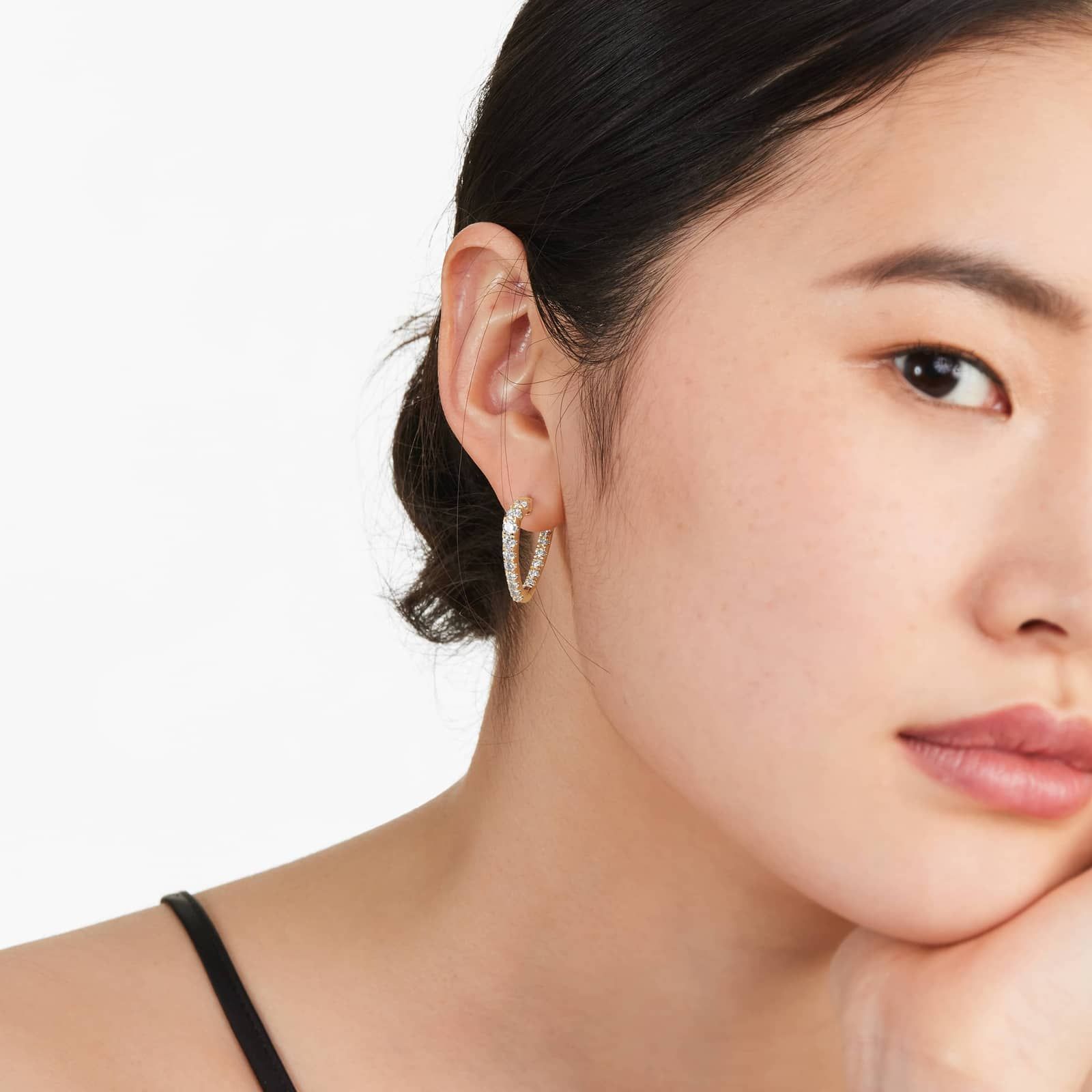 Inside Out Triangle 2 CTW Diamond Hoop Earrings In 14K Yellow Gold