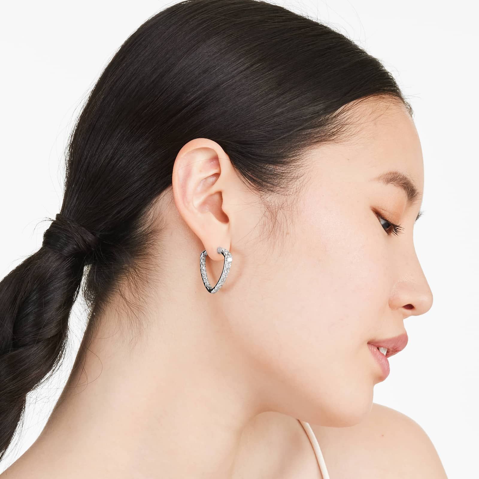 Inside Out Triangle 3 CTW Diamond Hoop Earrings In 14K White Gold