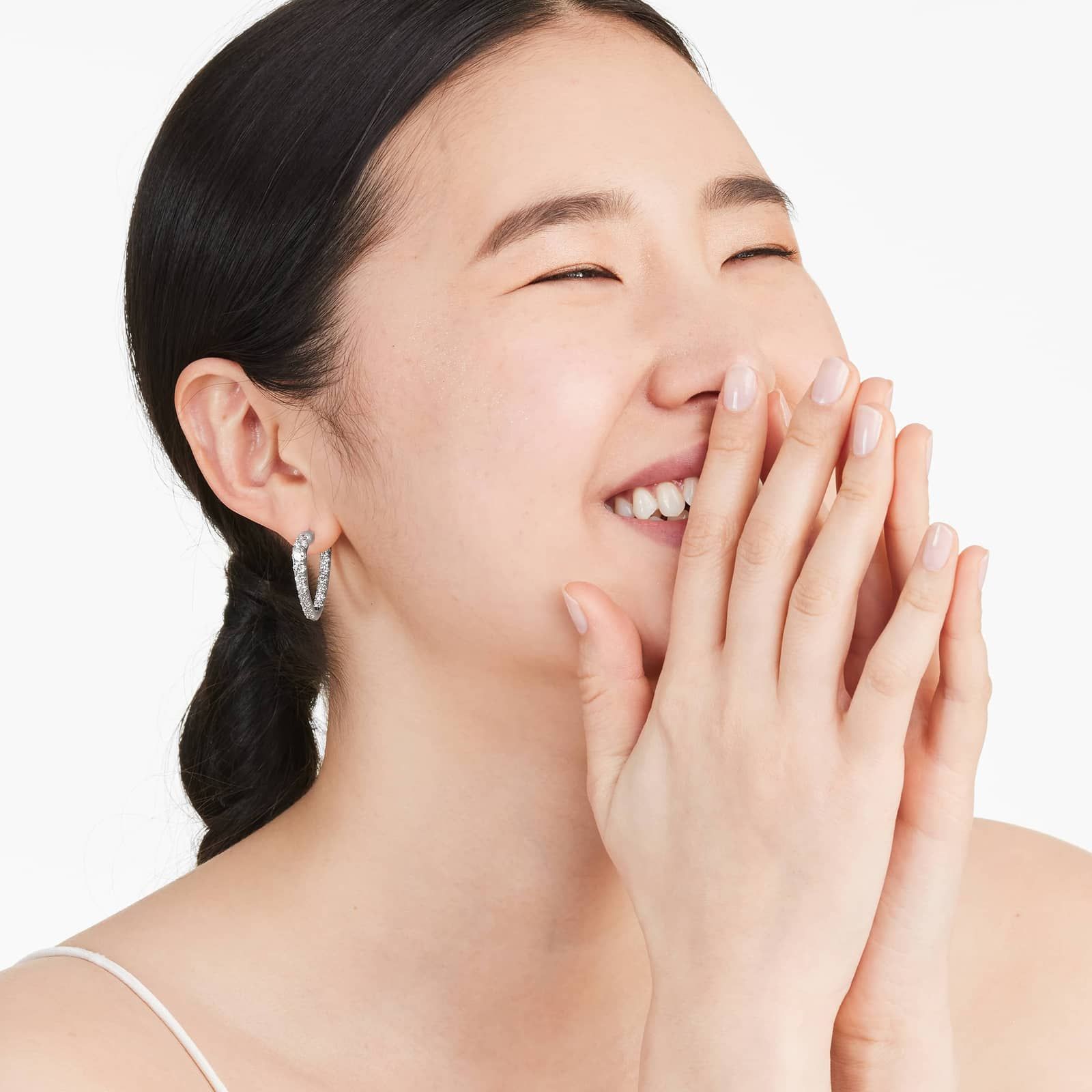 Inside Out Triangle 3 CTW Diamond Hoop Earrings In 14K White Gold