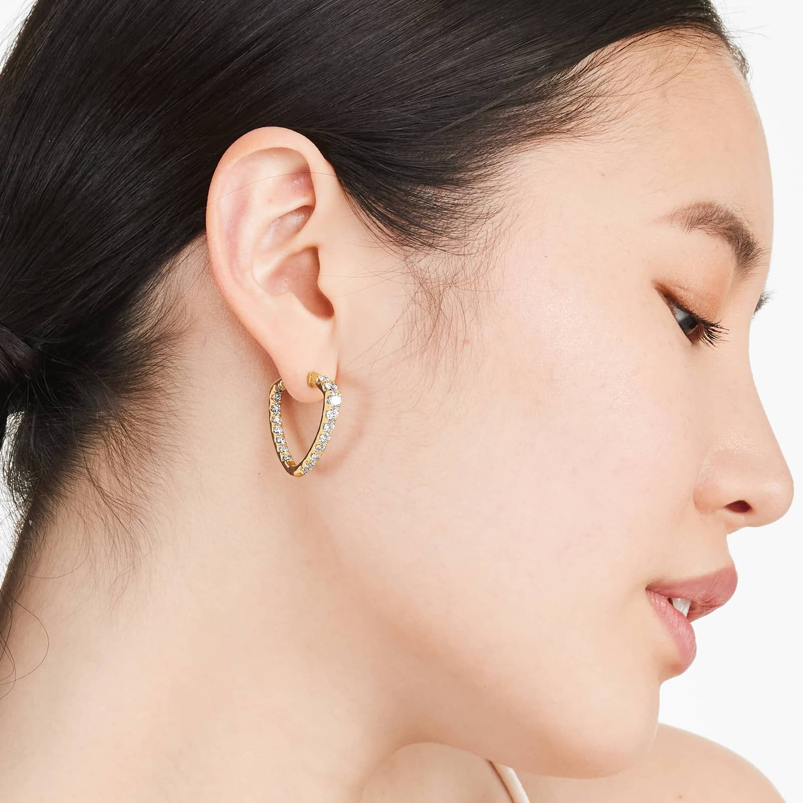 Inside Out Triangle 3 CTW Diamond Hoop Earrings In 14K Yellow Gold