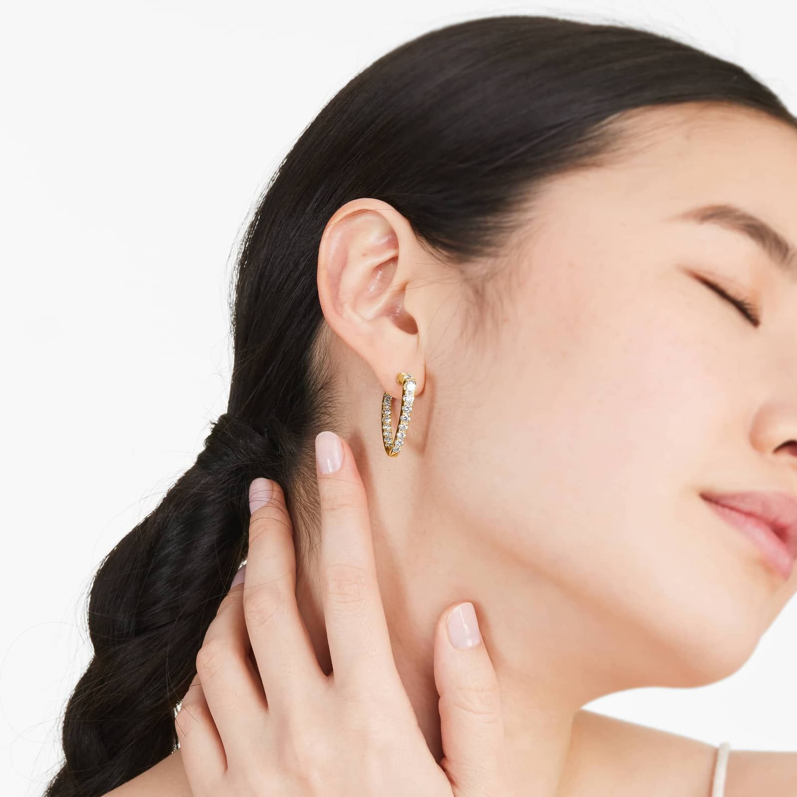 Inside Out Triangle 3 CTW Diamond Hoop Earrings In 14K Yellow Gold