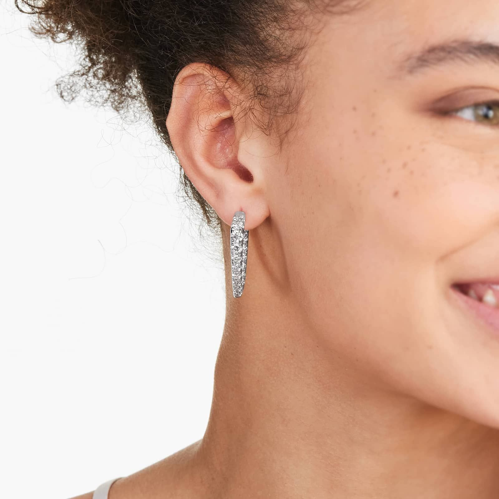 Inside Out Triangle 5 CTW Diamond Hoop Earrings In 14K White Gold