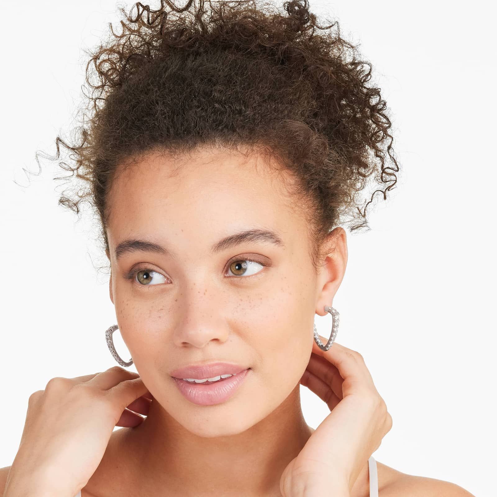 Inside Out Triangle 5 CTW Diamond Hoop Earrings In 14K White Gold