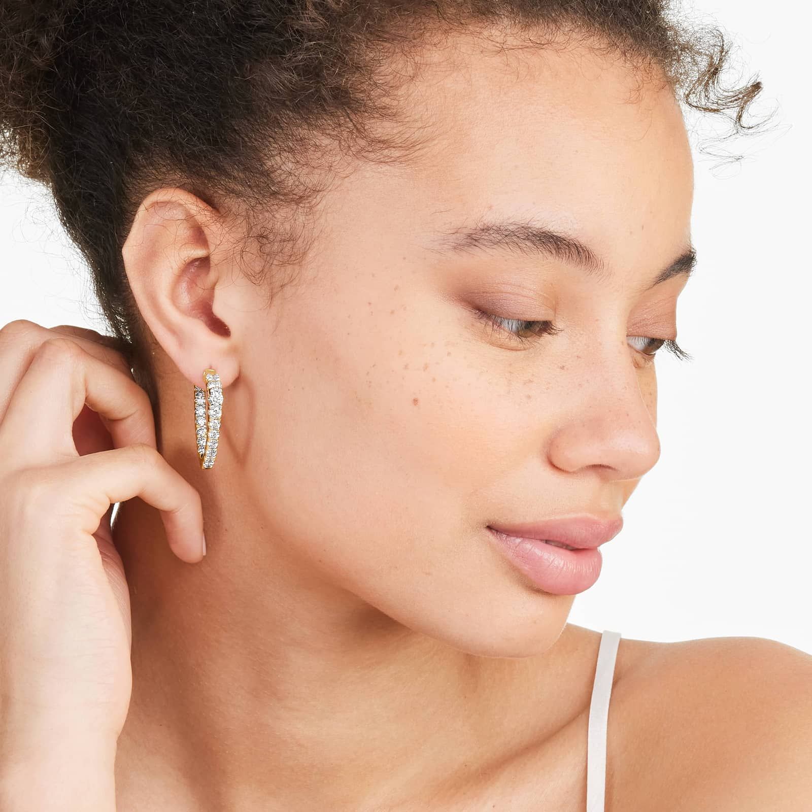 Inside Out Triangle 5 CTW Diamond Hoop Earrings In 14K Yellow Gold