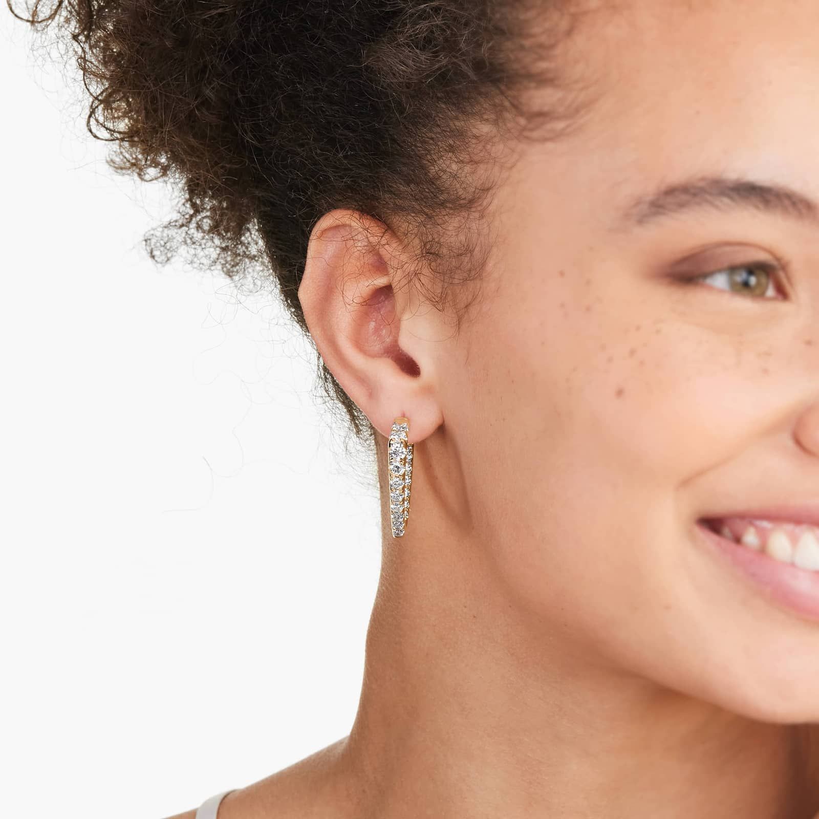 Inside Out Triangle 5 CTW Diamond Hoop Earrings In 14K Yellow Gold