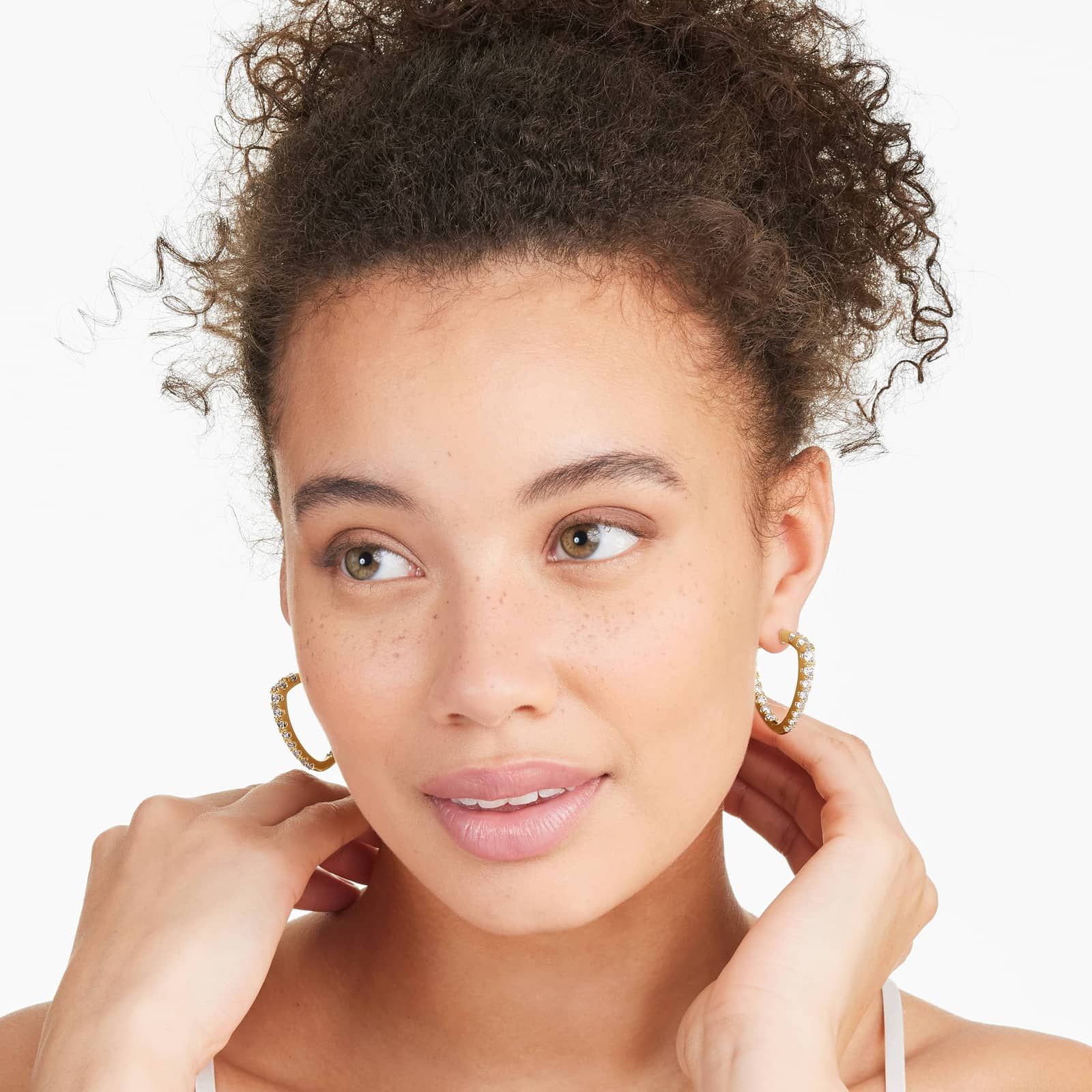 Inside Out Triangle 5 CTW Diamond Hoop Earrings In 14K Yellow Gold