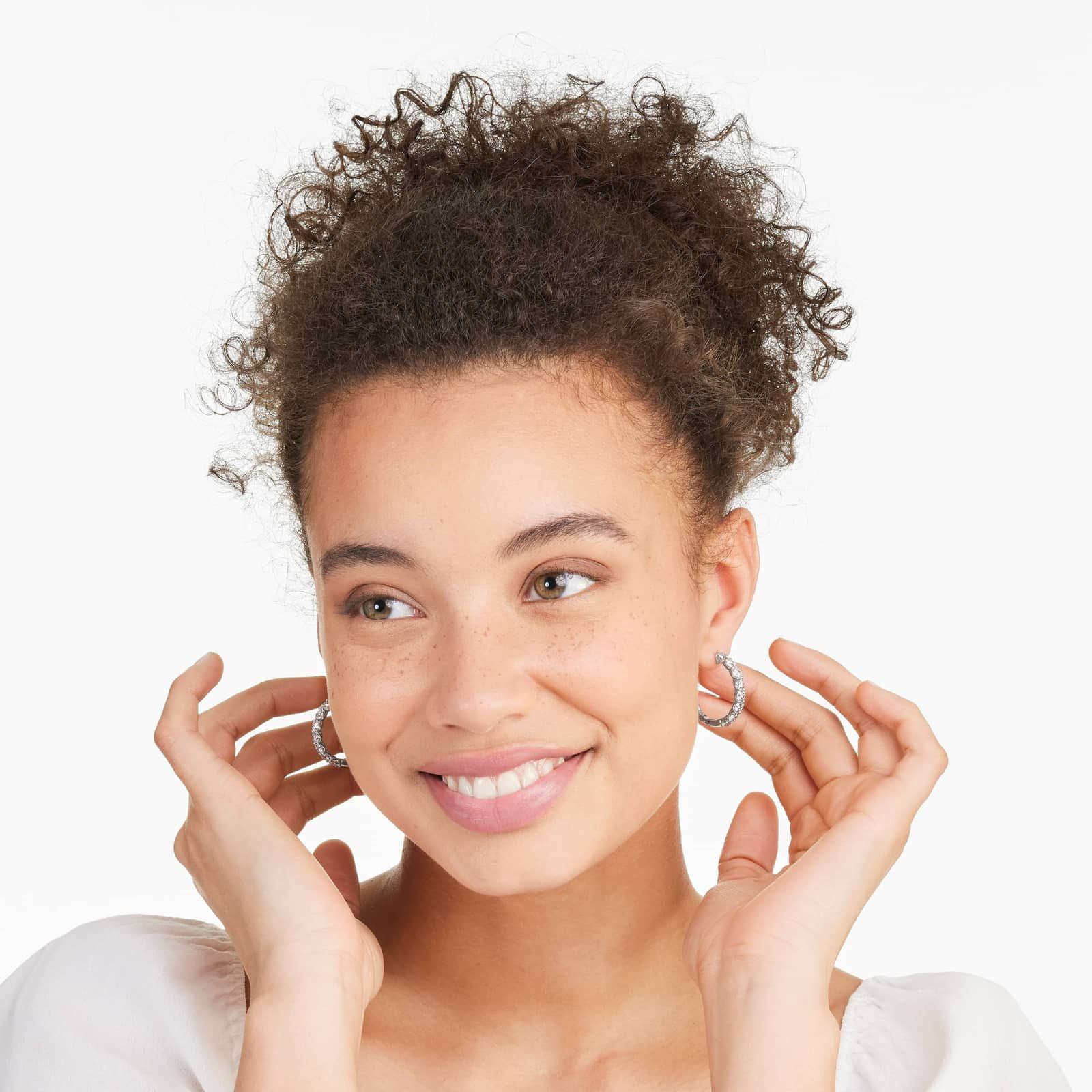 Braided 4 CTW Lab-Grown Diamond Hoop Earrings In 14K White Gold