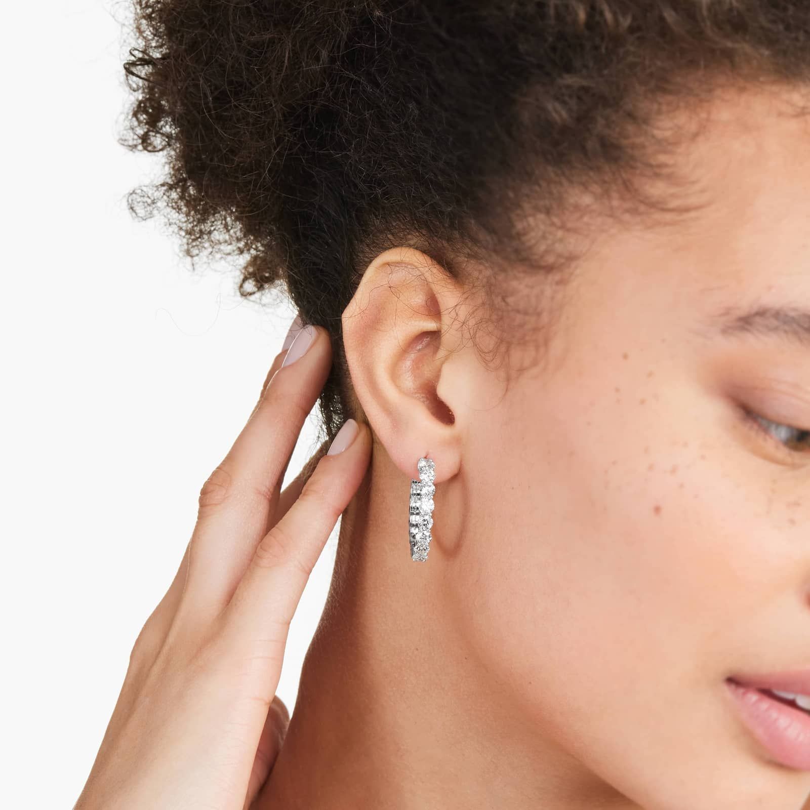 Braided 4 CTW Lab-Grown Diamond Hoop Earrings In 14K White Gold