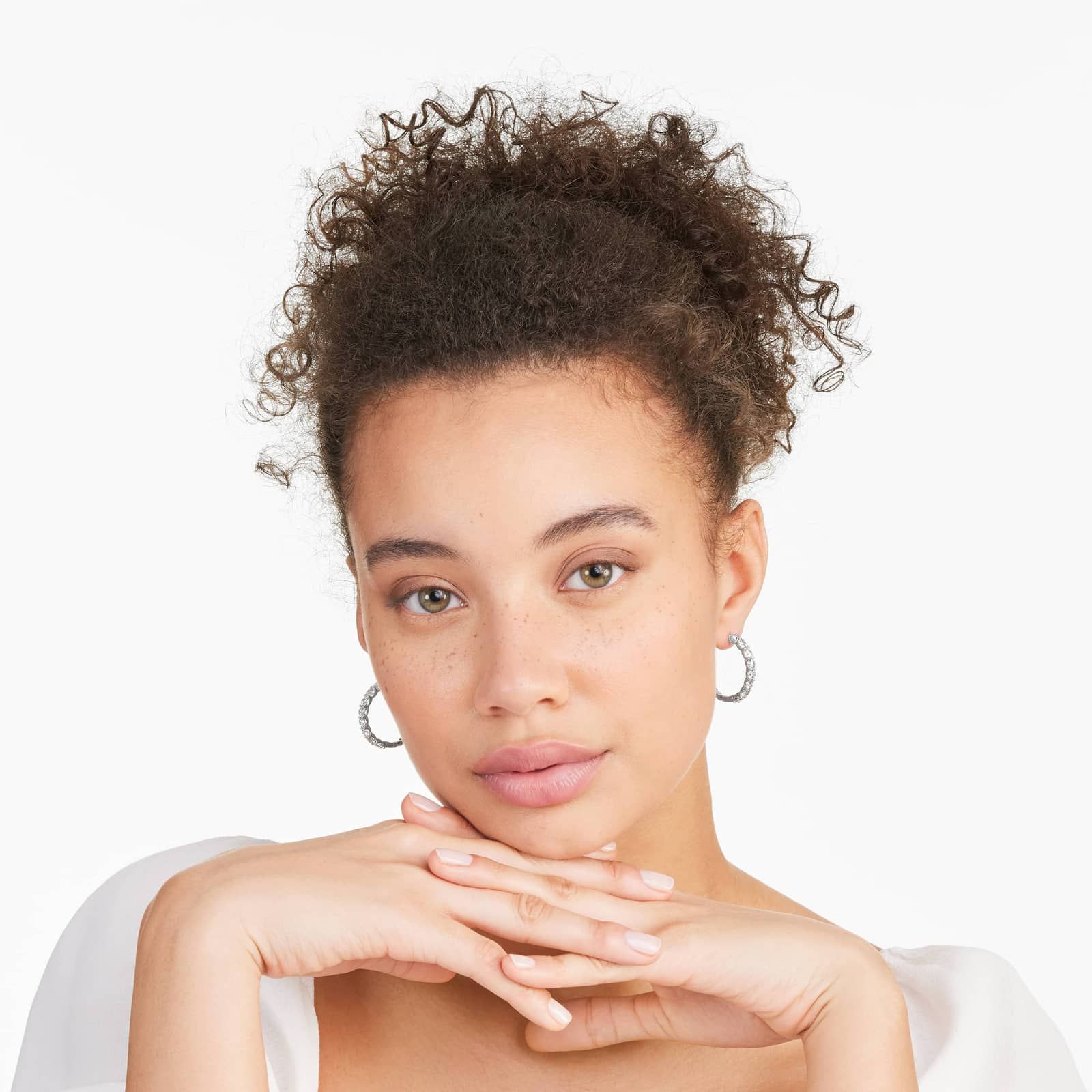 Braided 4 CTW Lab-Grown Diamond Hoop Earrings In 14K White Gold