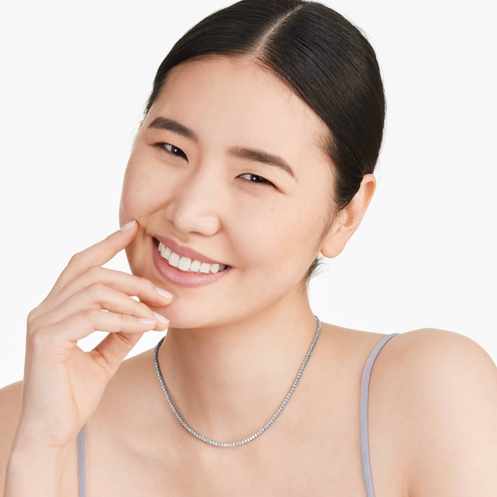 14K White Gold Straight Lab-Grown Diamond Tennis Necklace (5.00 CTW - F-G / VS2-SI1)