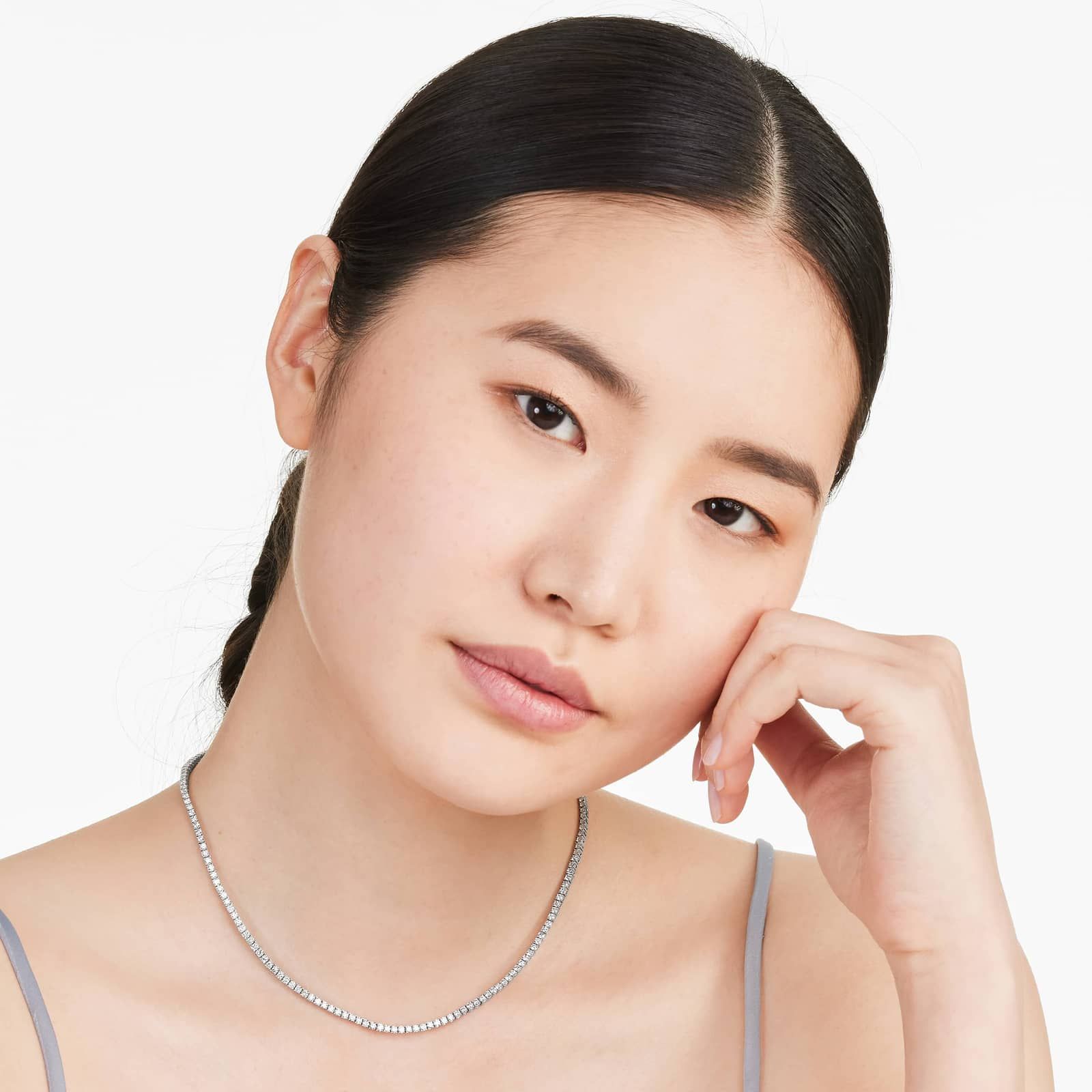 14K White Gold Straight Lab-Grown Diamond Tennis Necklace (5.00 CTW - F-G / VS2-SI1)