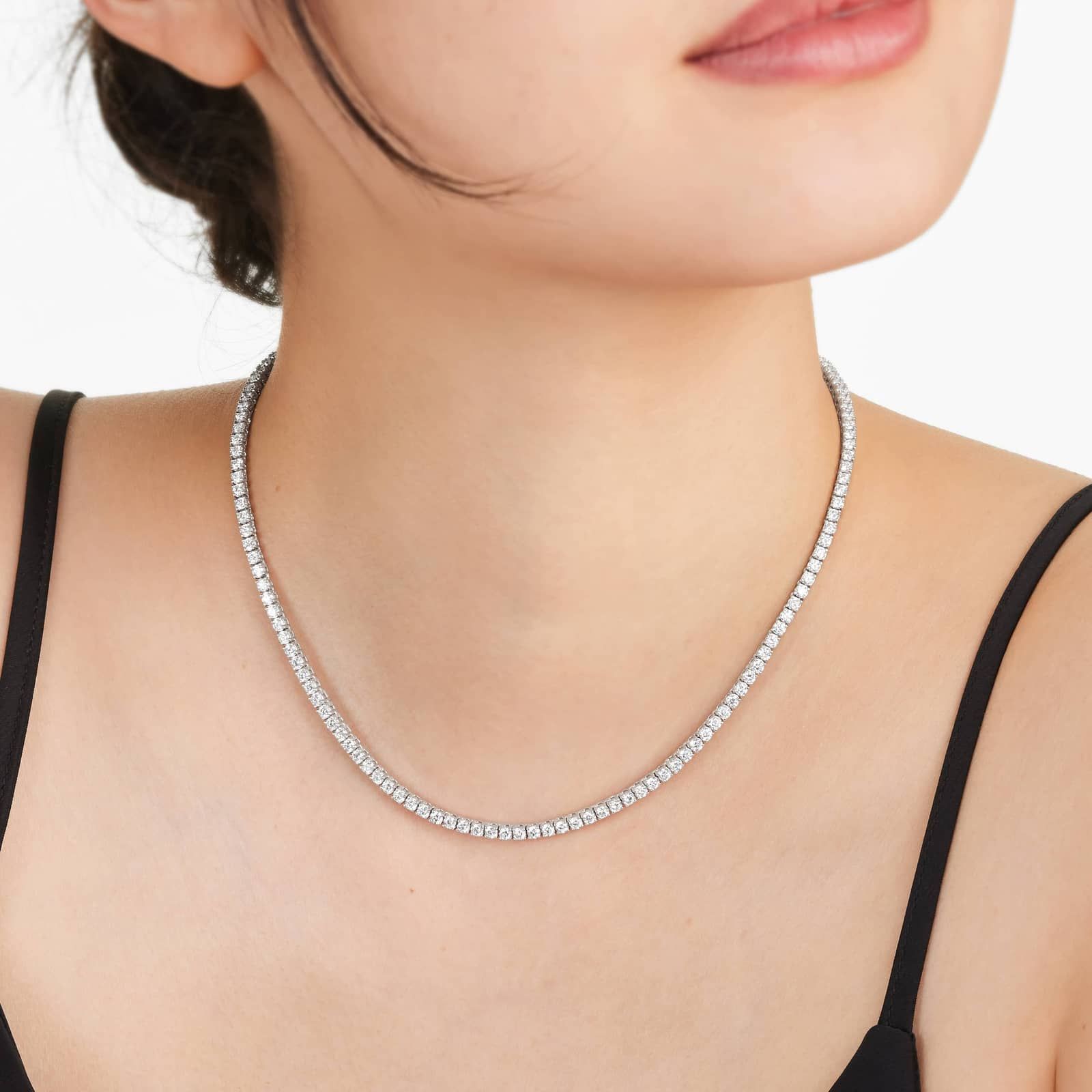 14K White Gold Straight Diamond Tennis Necklace (7.00 CTW - H-I / SI1-SI2)