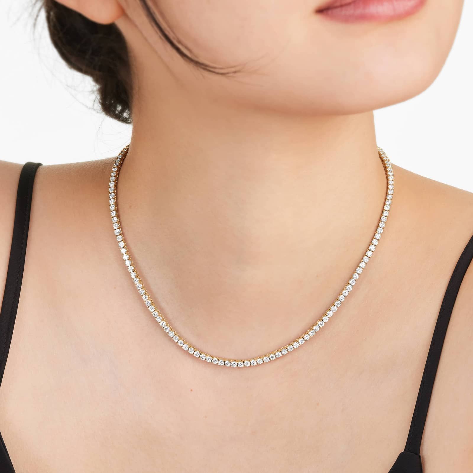 14K Yellow Gold Straight Lab-Grown Diamond Tennis Necklace (7.00 CTW - F-G / VS2-SI1)