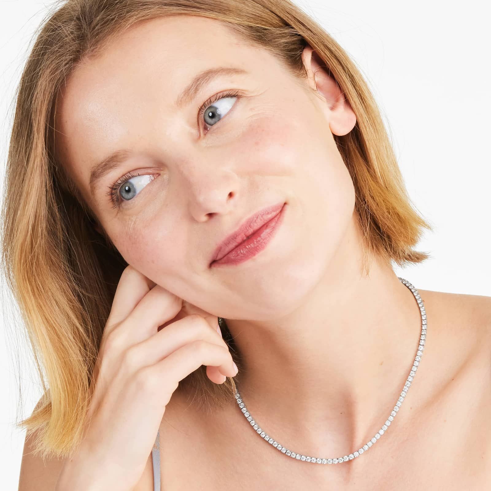 14K White Gold Straight Lab-Grown Diamond Tennis Necklace (10.00 CTW - F-G / VS2-SI1)