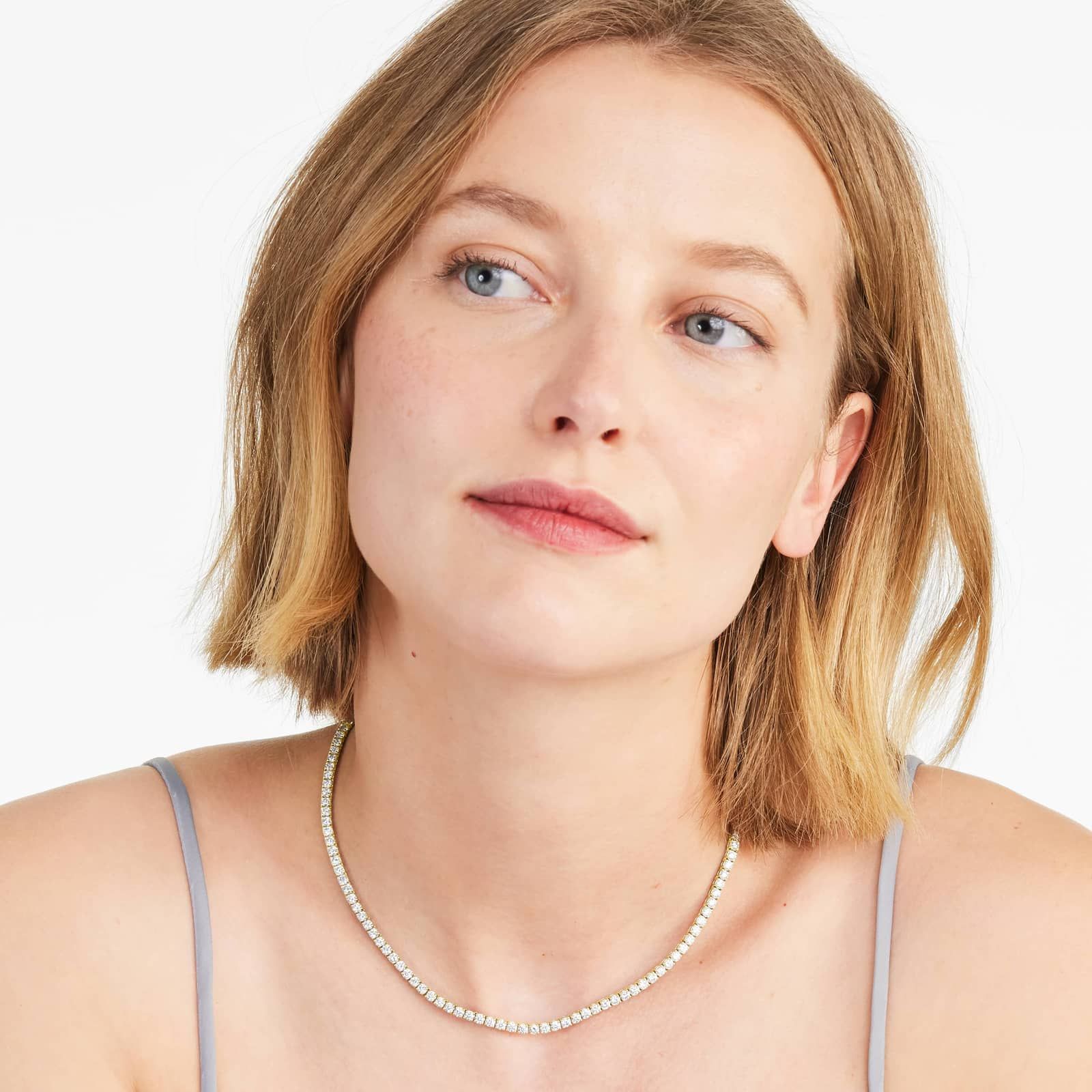 14K Yellow Gold Straight Lab-Grown Diamond Tennis Necklace (10.00 CTW - F-G / VS2-SI1)