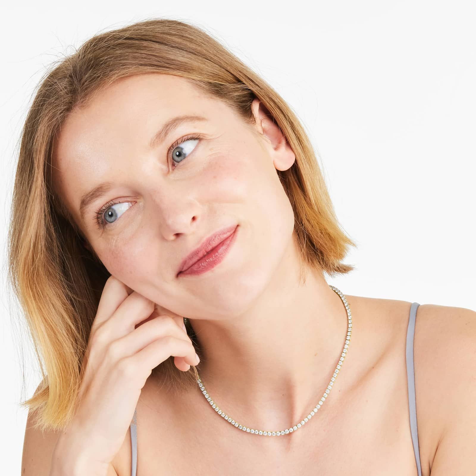 14K Yellow Gold Straight Lab-Grown Diamond Tennis Necklace (10.00 CTW - F-G / VS2-SI1)