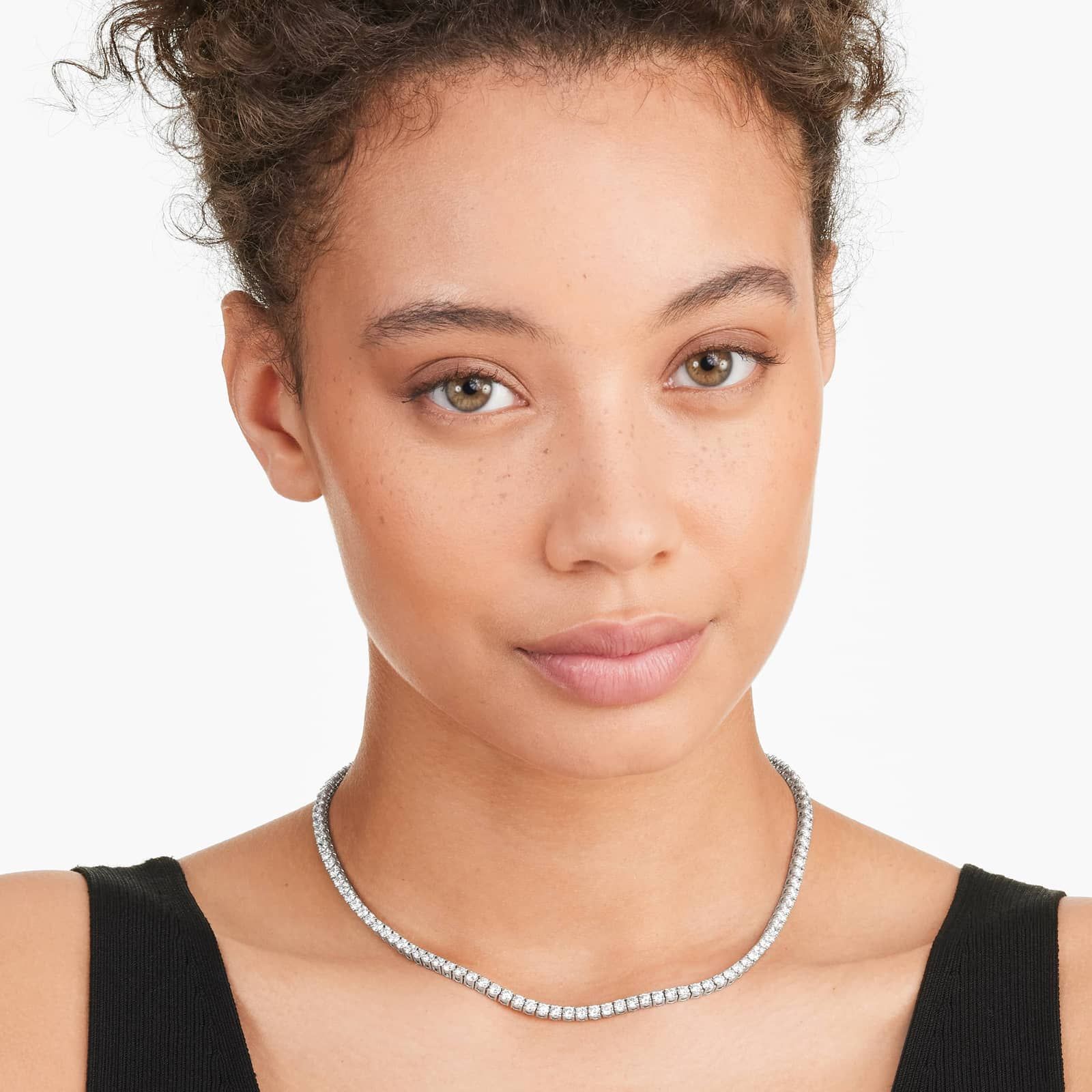 14K White Gold Straight Lab-Grown Diamond Tennis Necklace (12.00 CTW - F-G / VS2-SI1)