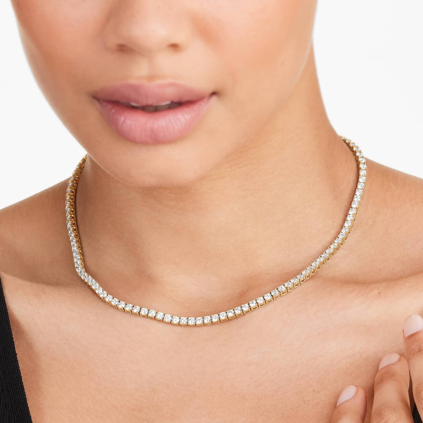 14K Yellow Gold Straight Lab-Grown Diamond Tennis Necklace (12.00 CTW - F-G / VS2-SI1)