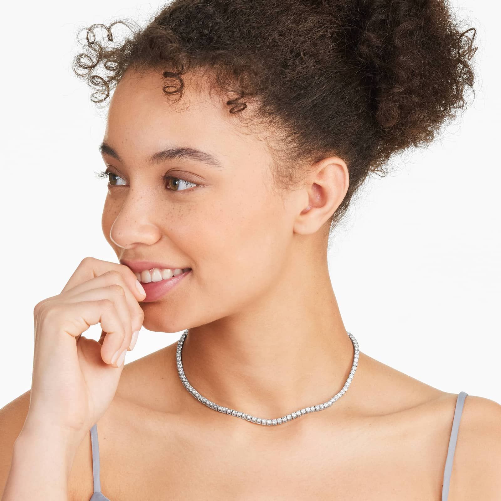 14K White Gold Straight Lab-Grown Diamond Tennis Necklace (15.00 CTW - F-G / VS2-SI1)