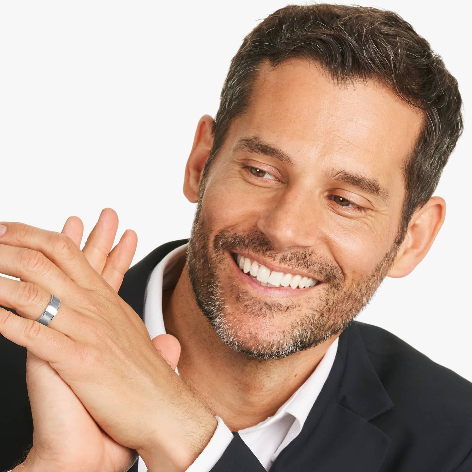 Faceted Men's Wedding Band With Satin Finish Center In Platinum (7.00mm)