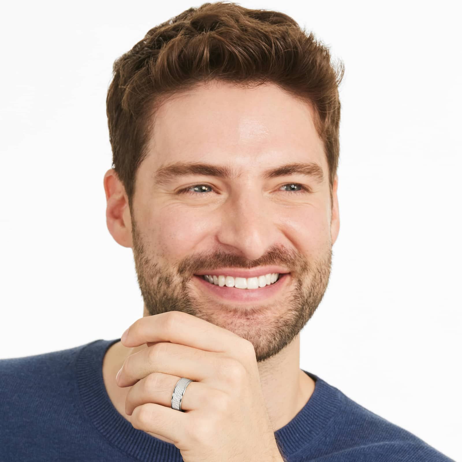 Cross Hatch Design Men's Wedding Band In 18K White Gold (7.00mm)