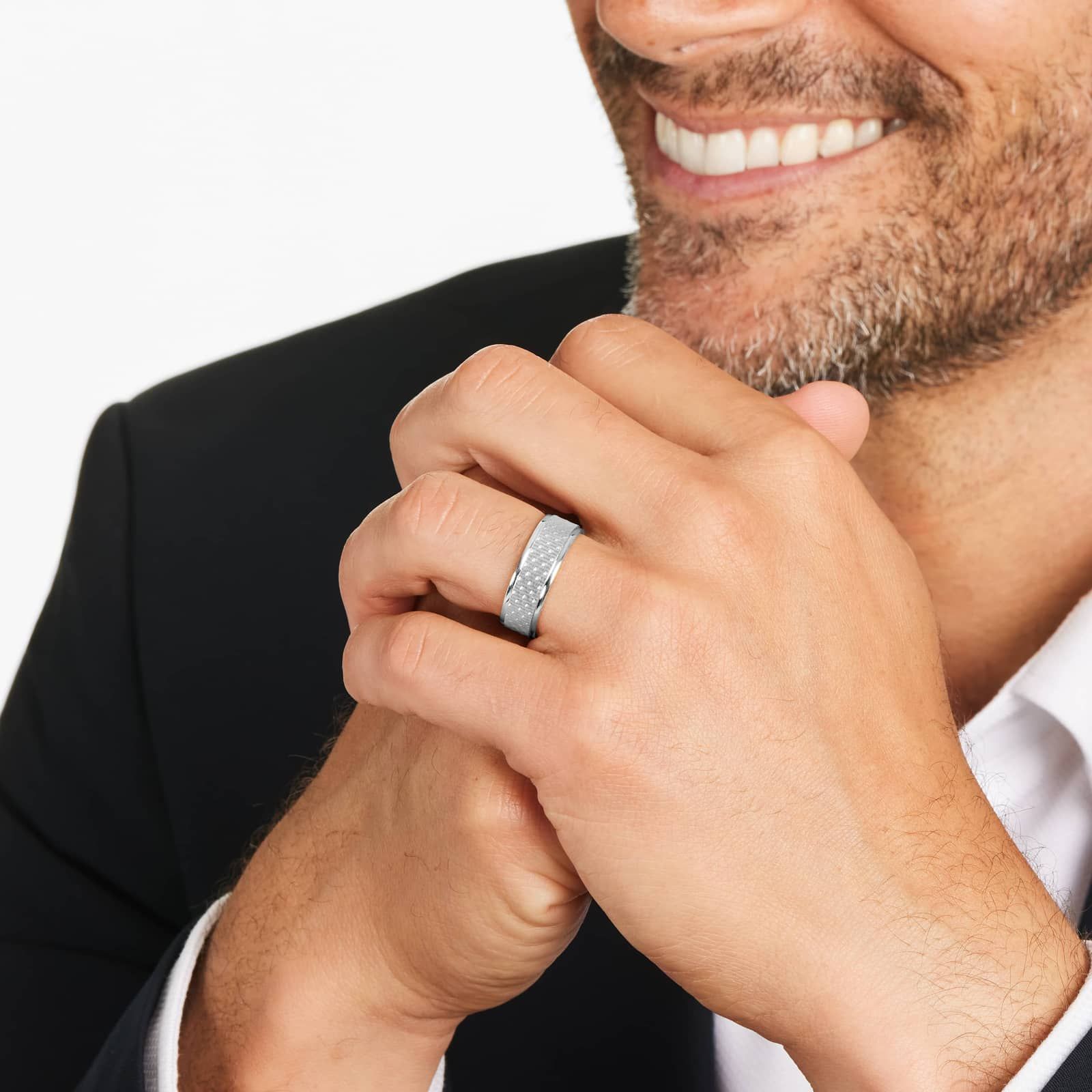 Diamond Pattern Design Men's Wedding Band In Platinum (7.00mm)