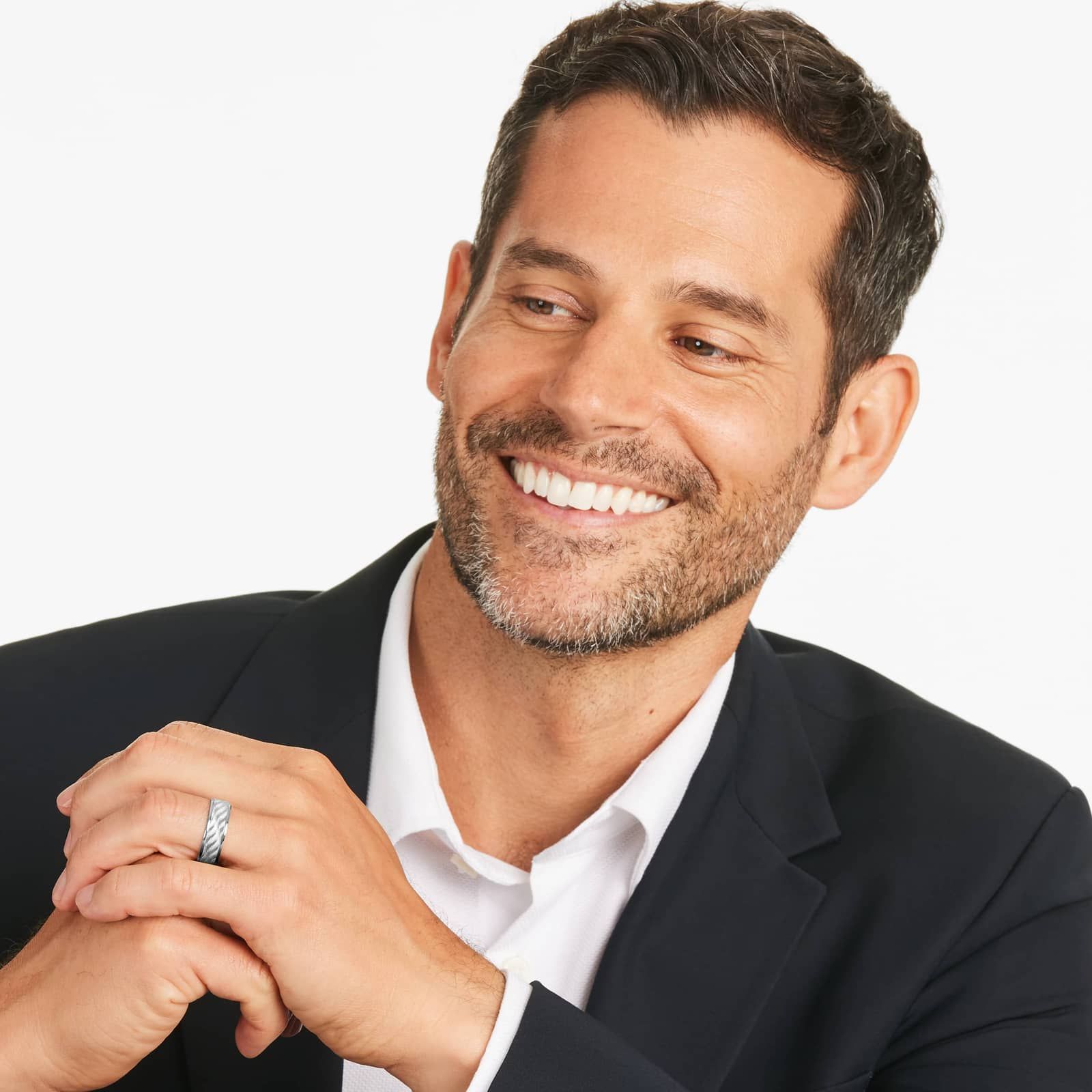 Wave Design Men's Wedding Band In 14K White Gold (7.00mm)