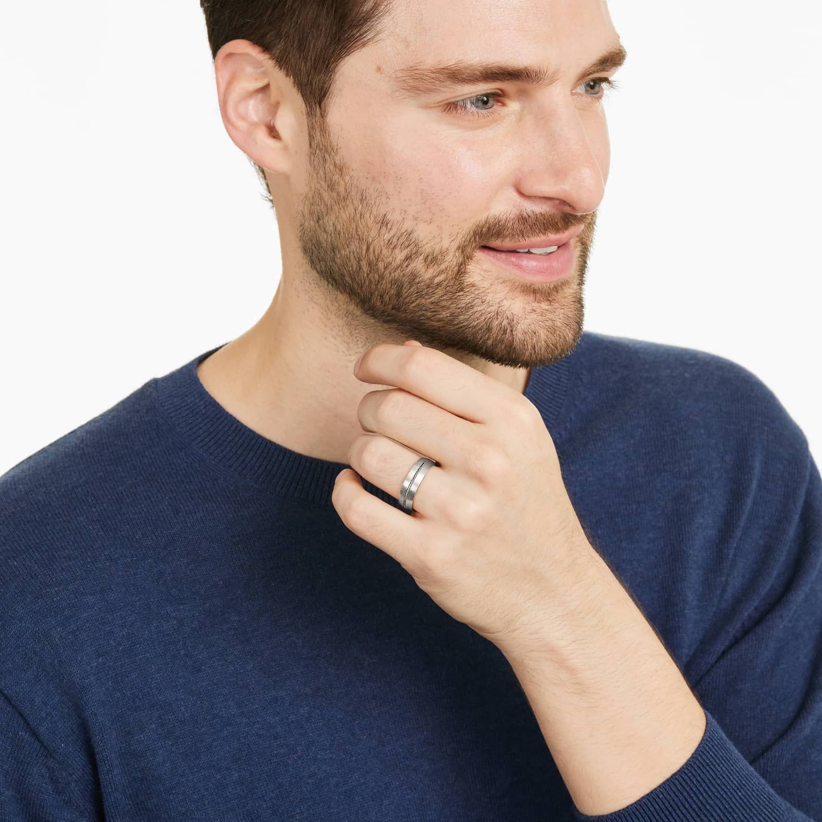 Cable Insert Satin Finish Men's Wedding Band In Platinum (6.00mm)