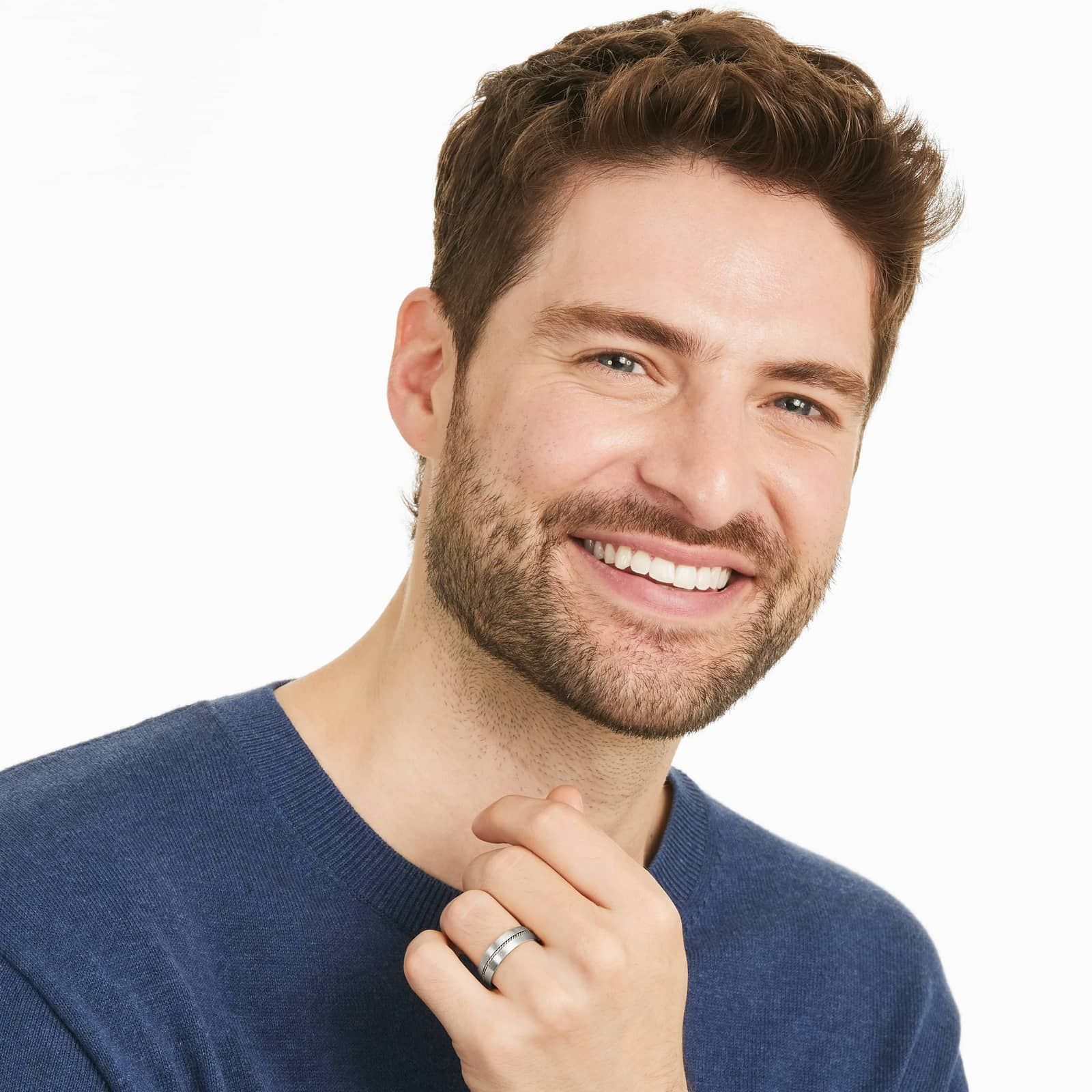 Cable Insert Satin Finish Men's Wedding Band In Platinum (6.00mm)