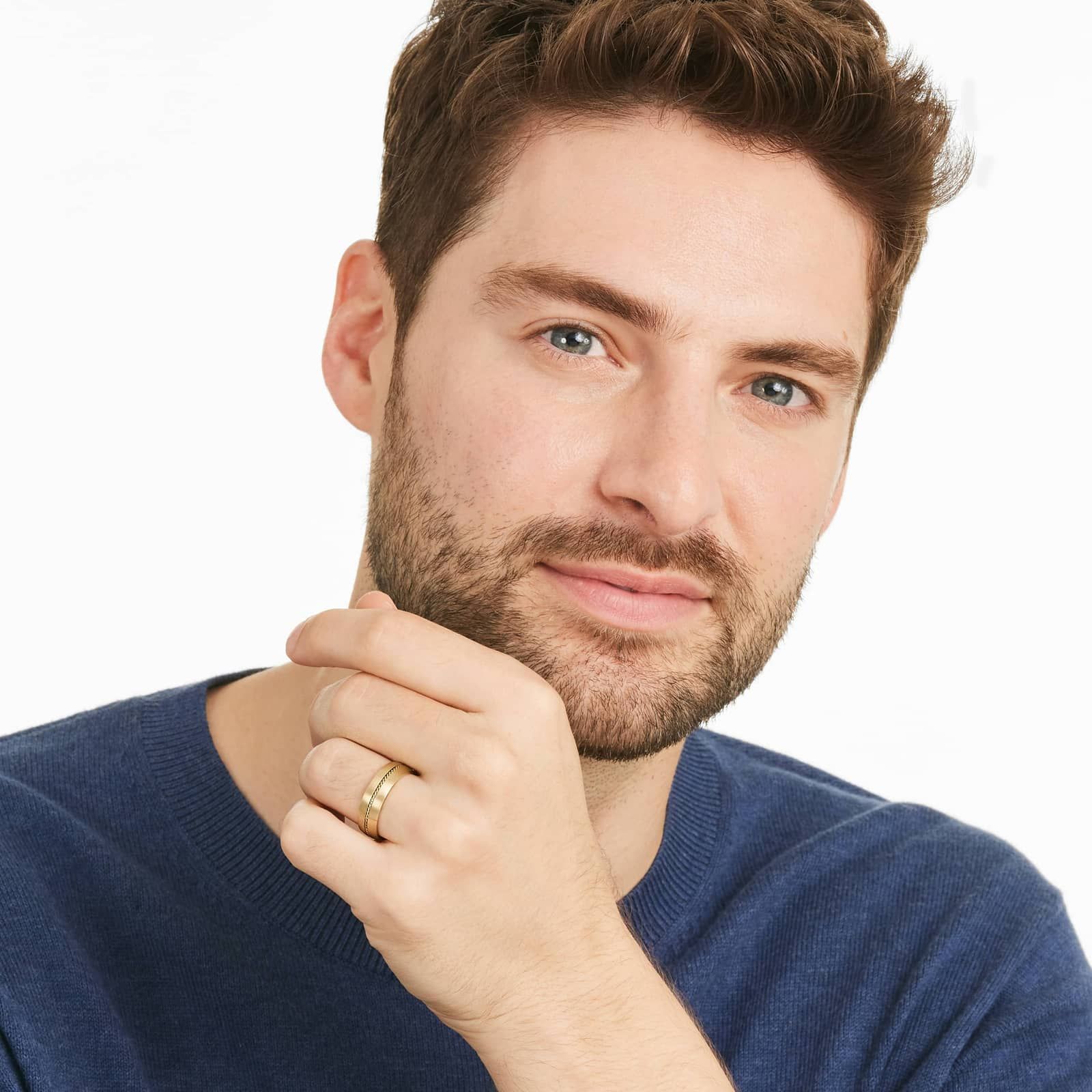 Cable Insert Satin Finish Men's Wedding Band In 14K Yellow Gold (6.00mm)