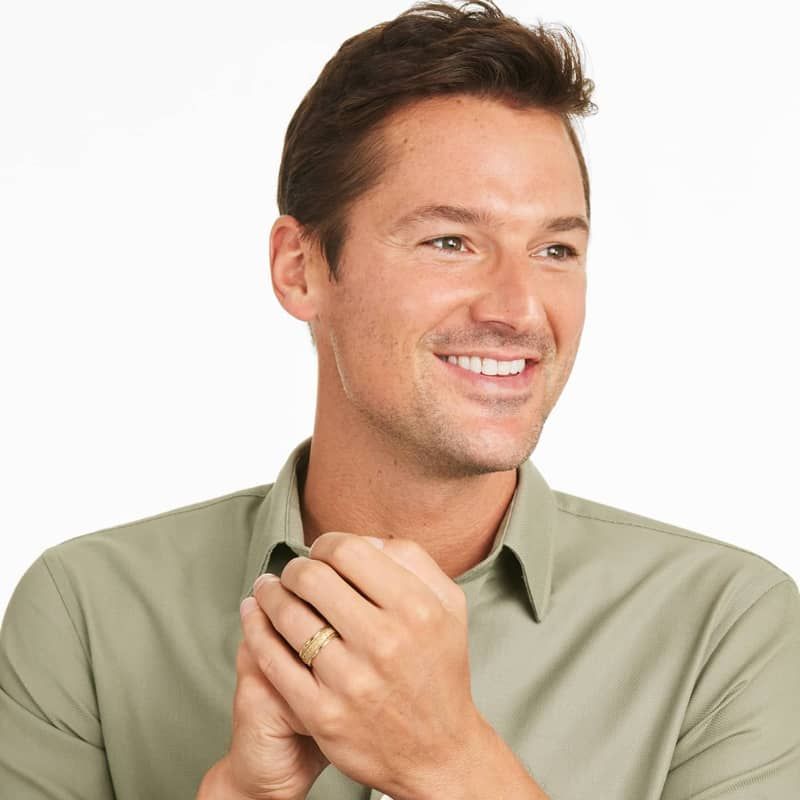 Braided Center Men's Wedding Band In 18K Yellow Gold (8.00mm)