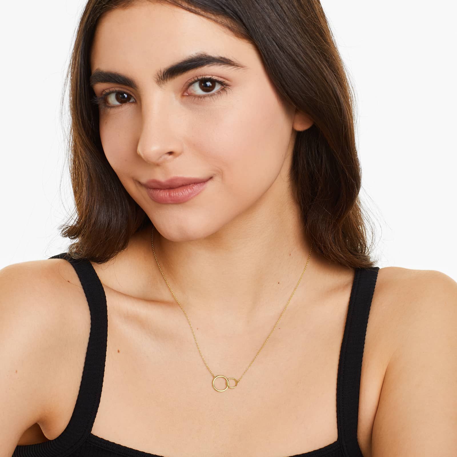 14K Yellow Gold Interlocking Rings Necklace