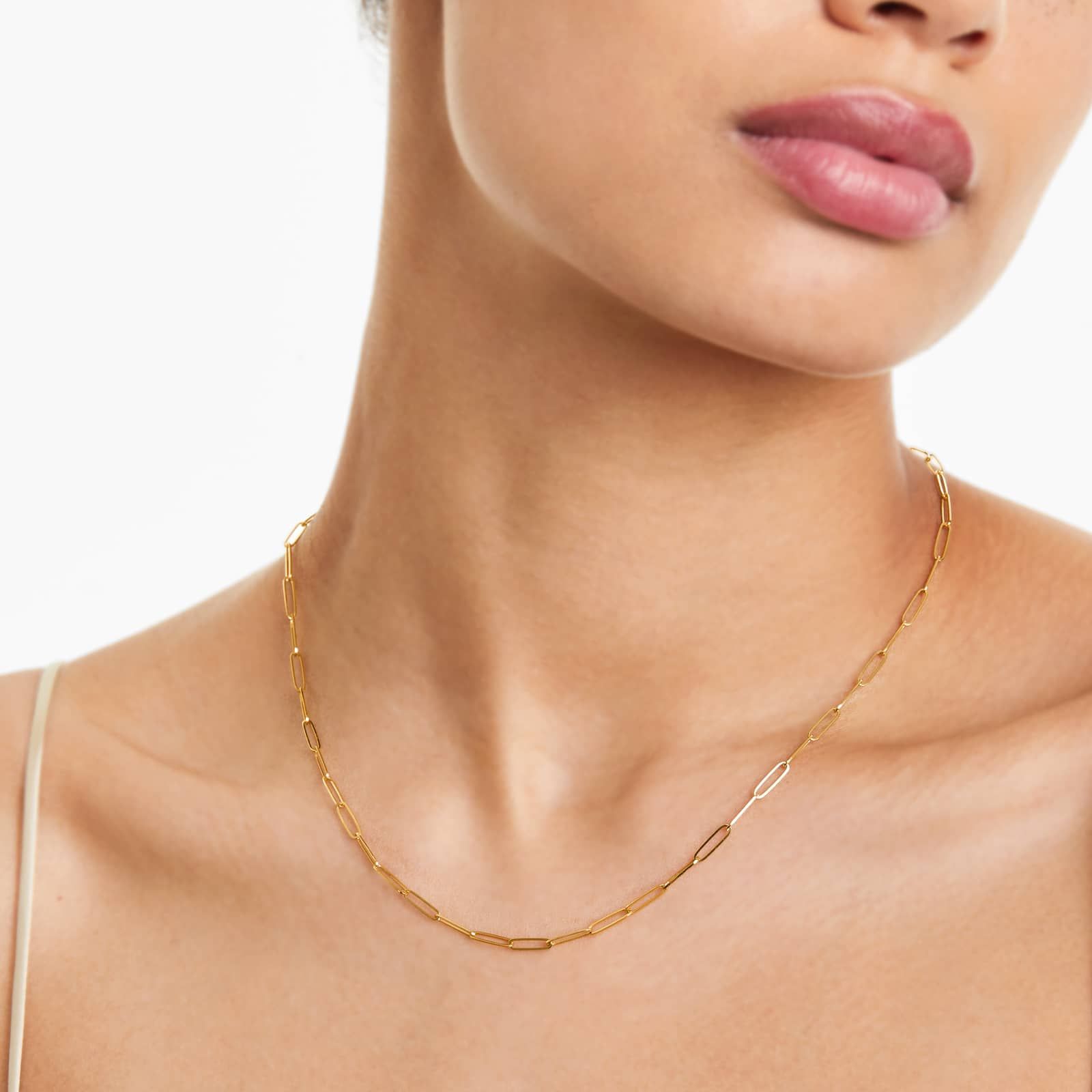 14K Yellow Gold 2.6mm Elongated Paperclip Link Chain