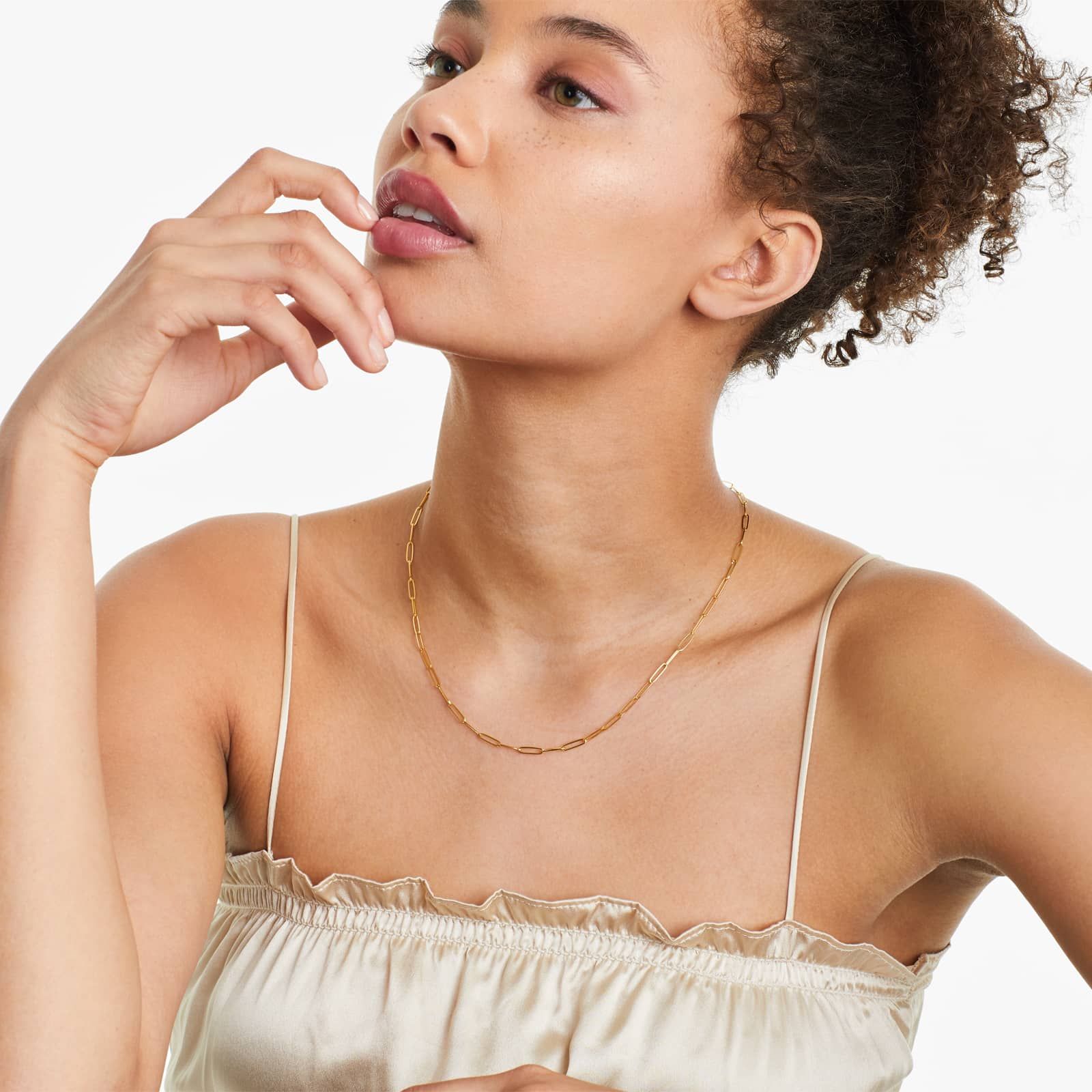 14K Yellow Gold 2.6mm Elongated Paperclip Link Chain