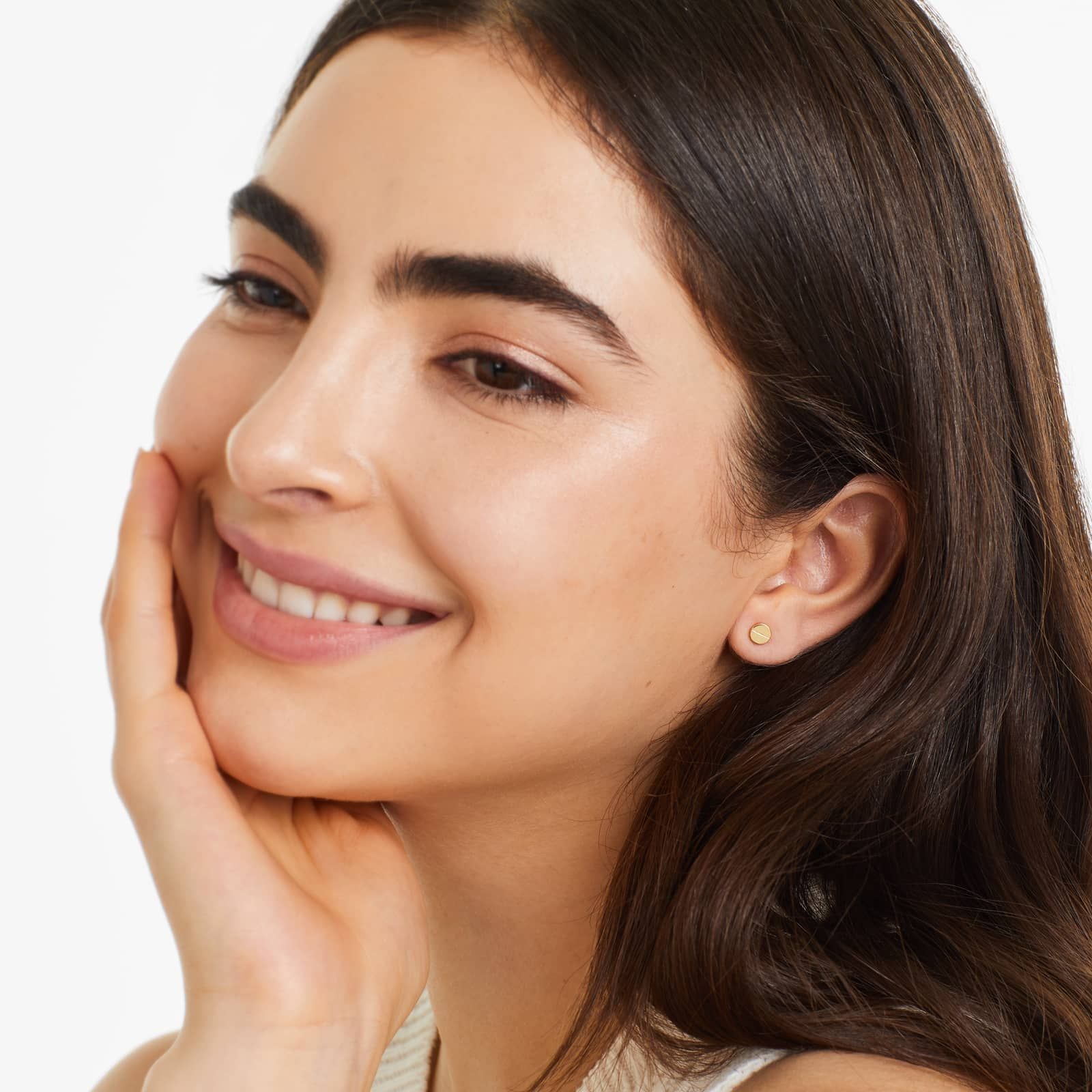 Slotted Disk Stud Earrings In 14K Yellow Gold